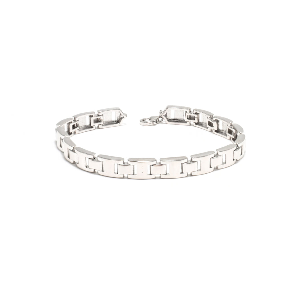 Bold & Refined Men’s Bracelet Featuring a High-Shine Rhodium Finish