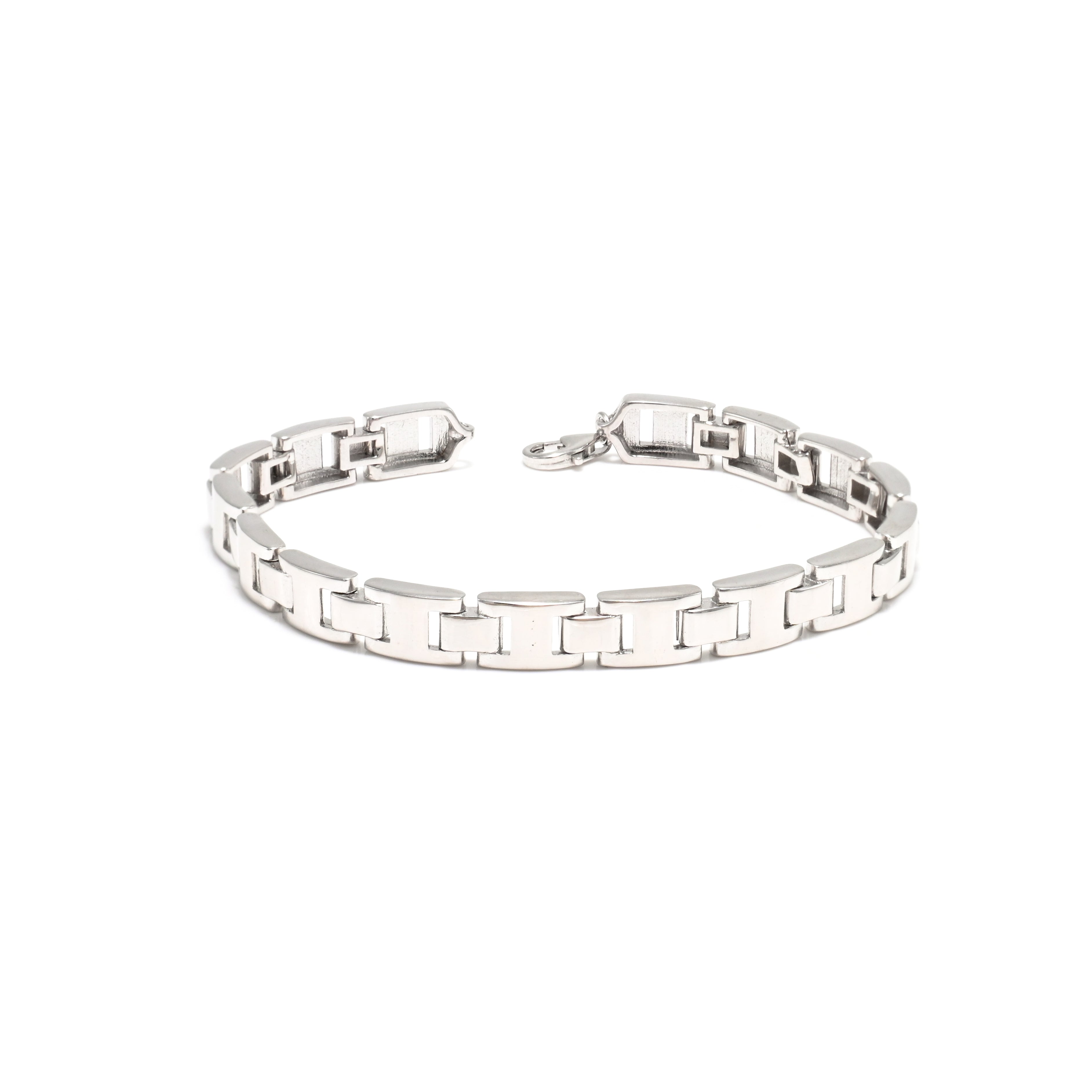 Bold & Refined Men’s Bracelet Featuring a High-Shine Rhodium Finish