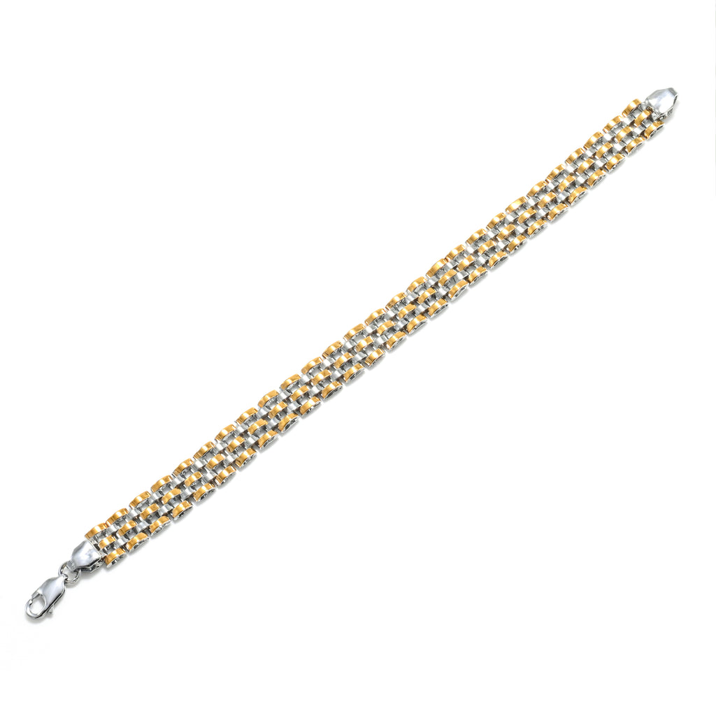 Elegant Dual-Finish Rhodium & Gold Bracelet Everyday Wear