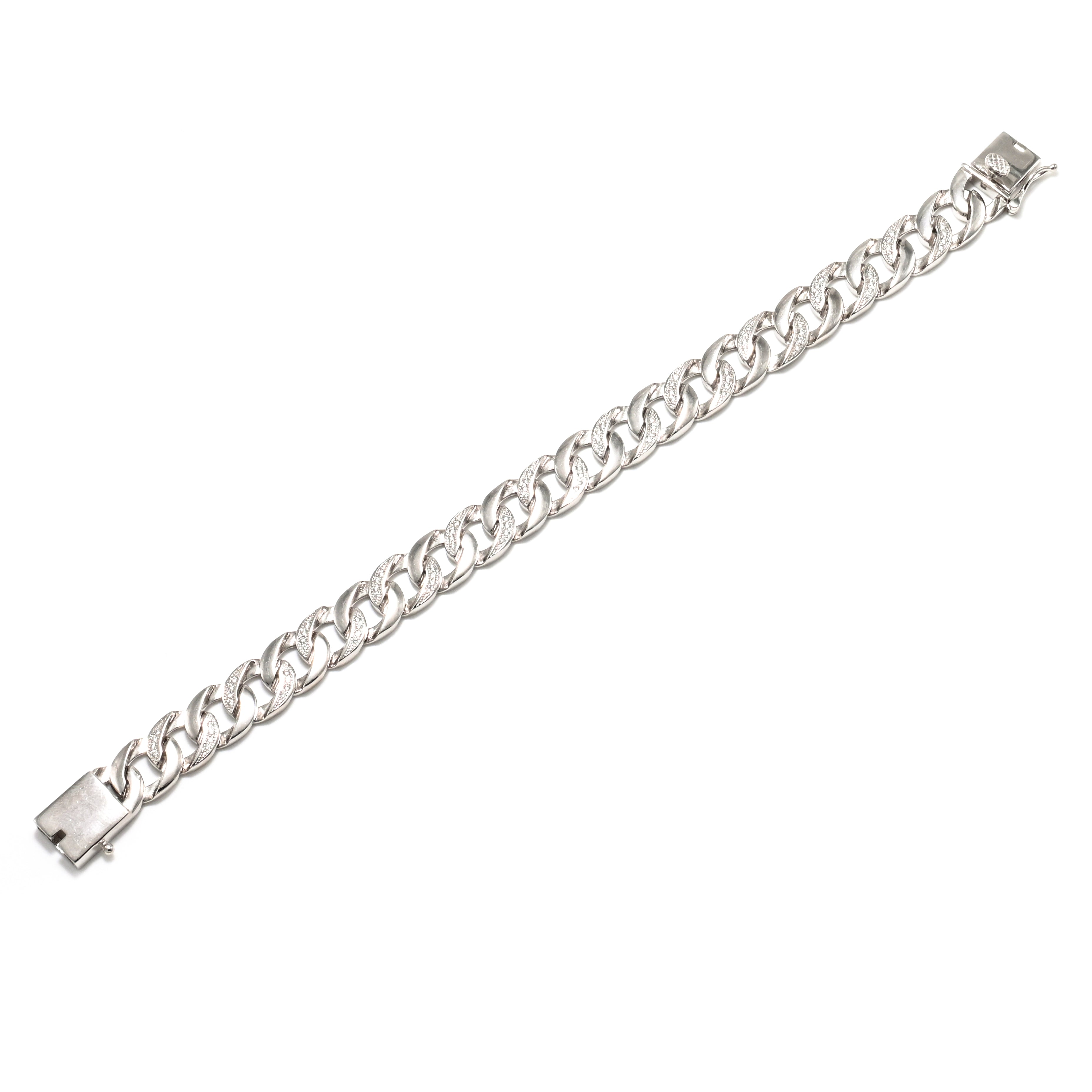 Men’s Rhodium-Polished Bracelet Crafted for Bold Everyday Style