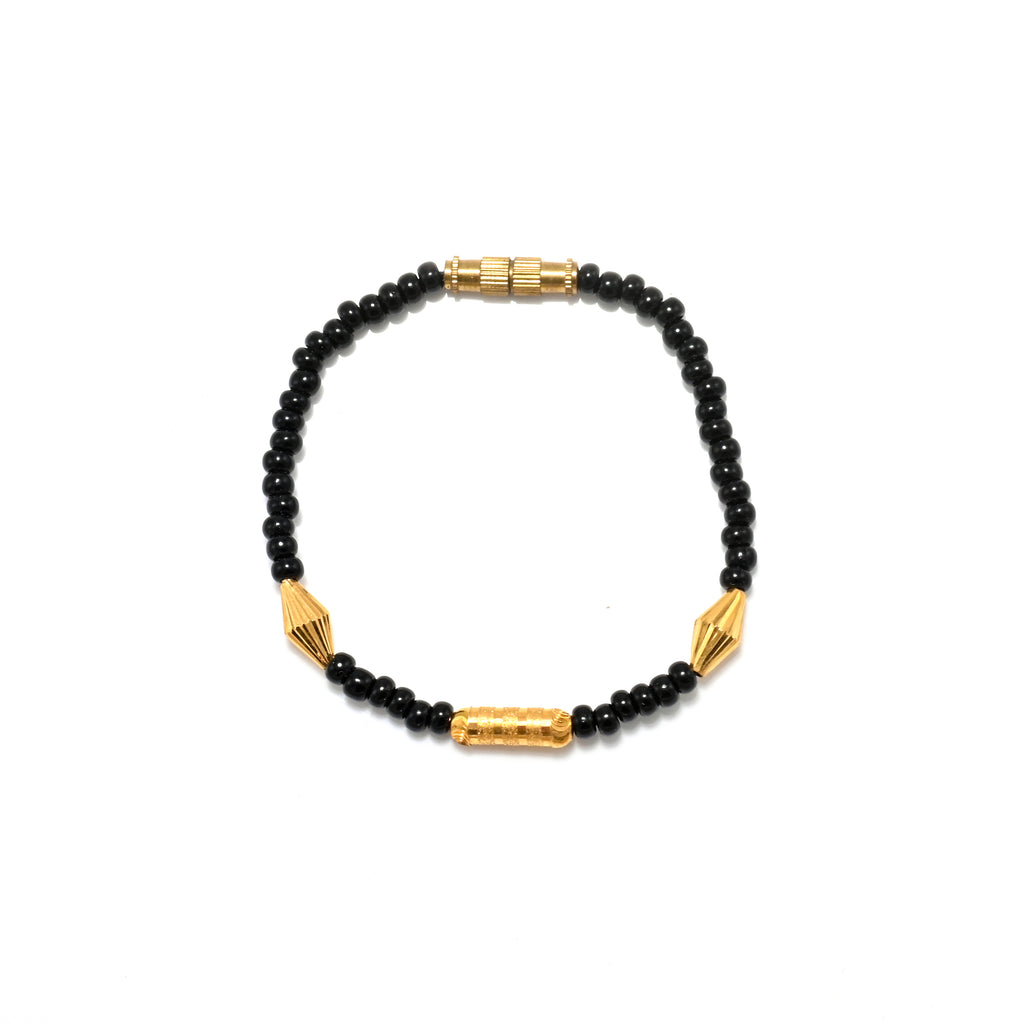 Matching 22kt Gold Black & Golden Beads Bracelet Set