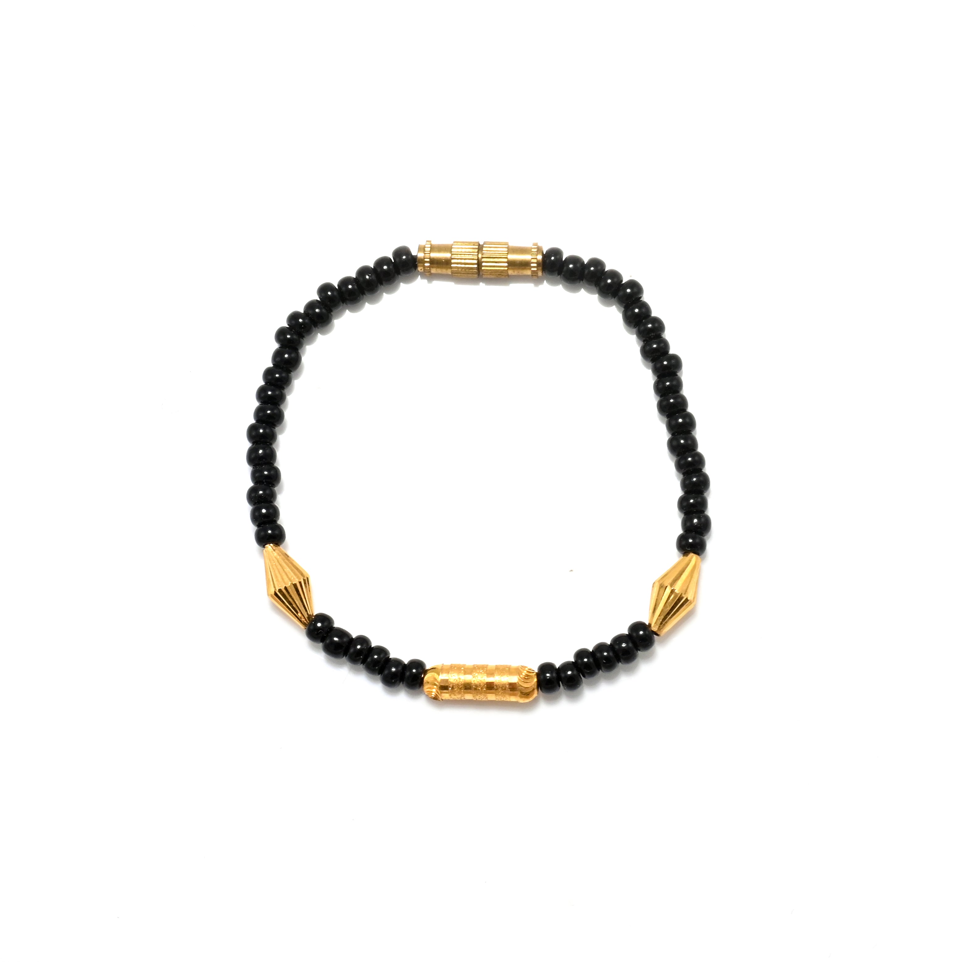 Matching 22kt Gold Black & Golden Beads Bracelet Set