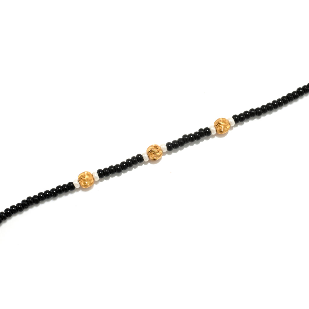 Pair of 22kt Gold Black & Golden Beads Bracelets – Elegant Matching Set