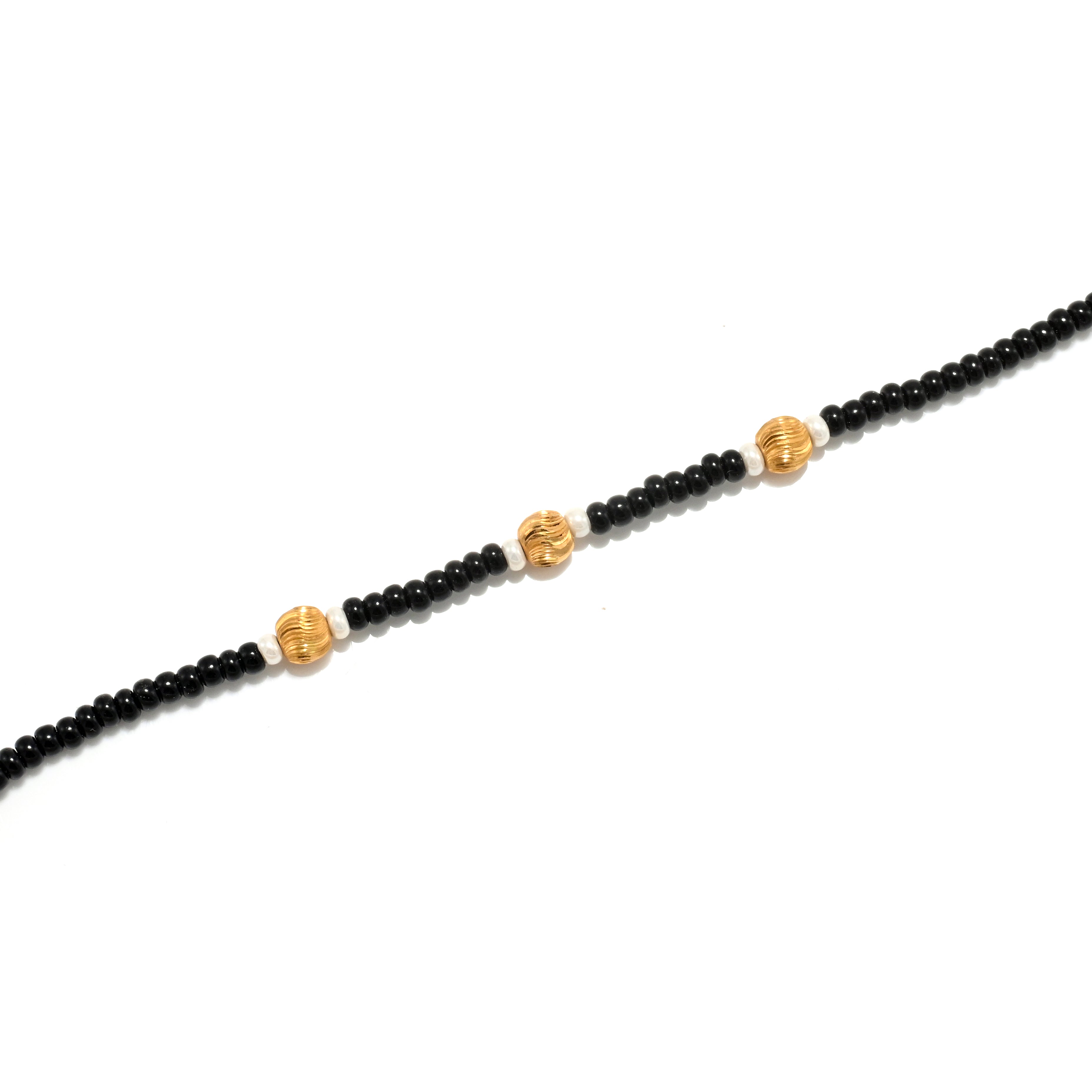 Pair of 22kt Gold Black & Golden Beads Bracelets – Elegant Matching Set
