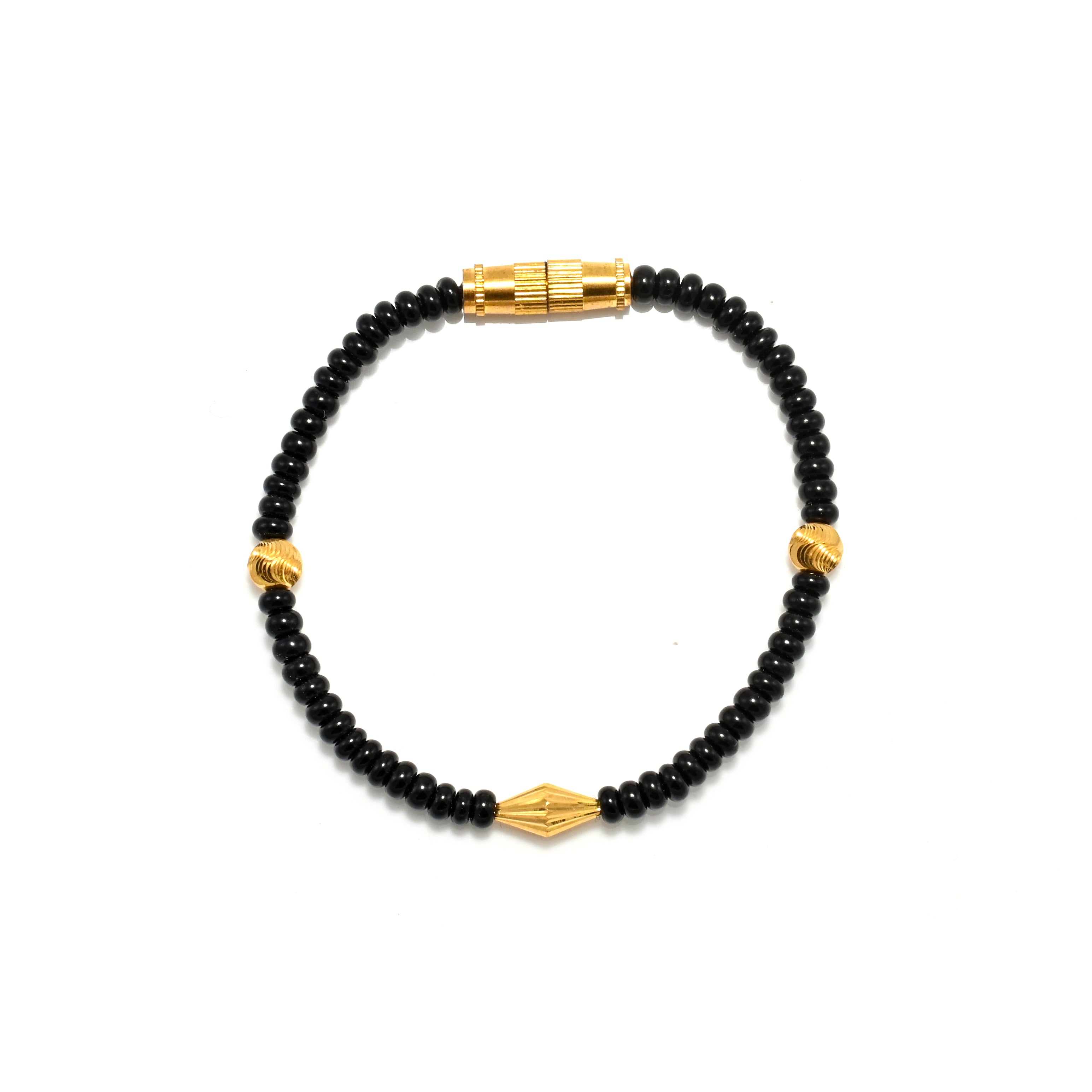 Pair of 22kt Gold Black and Golden Beads Bracelets – Perfect Gift for Couples