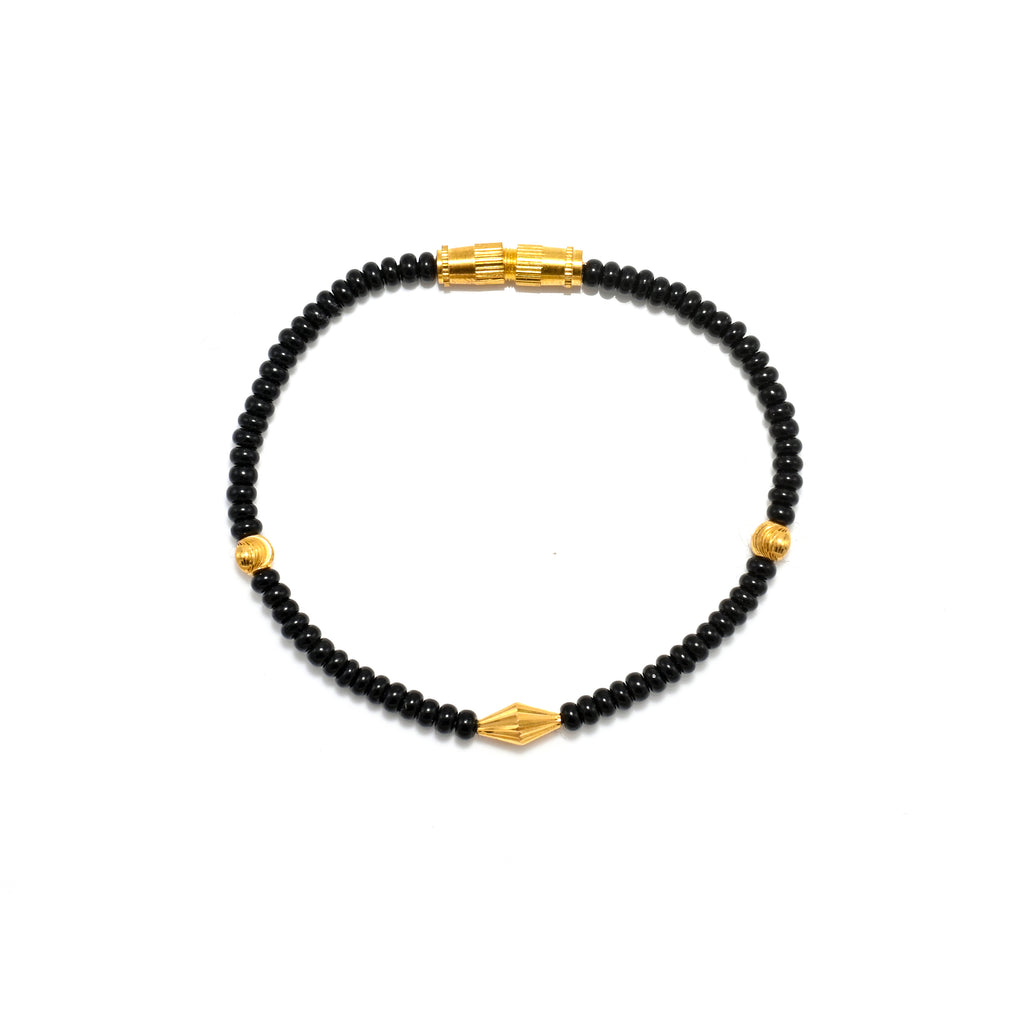 Elegant Pair of 22kt Gold Black and Golden Beads Bracelets