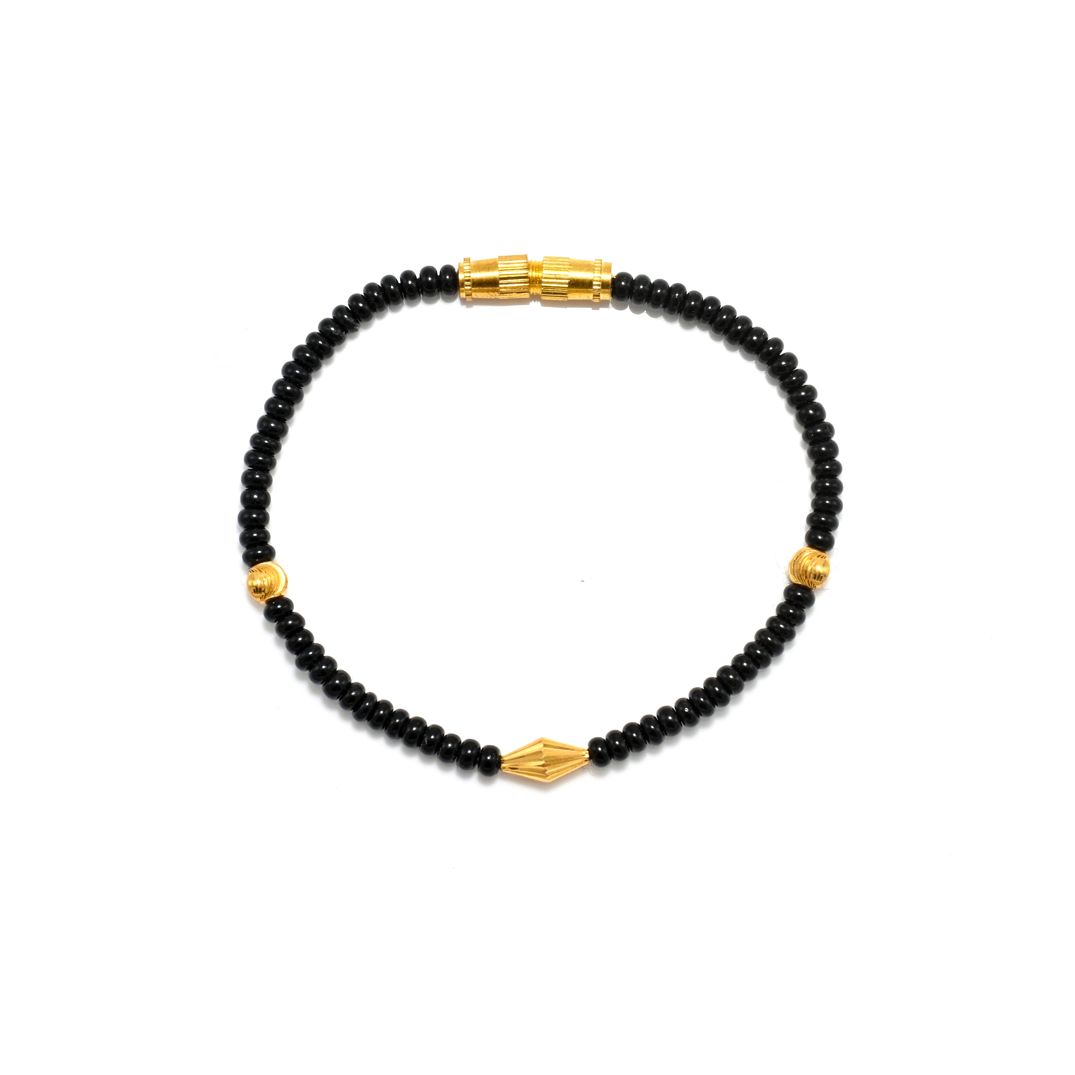 Elegant Pair of 22kt Gold Black and Golden Beads Bracelets