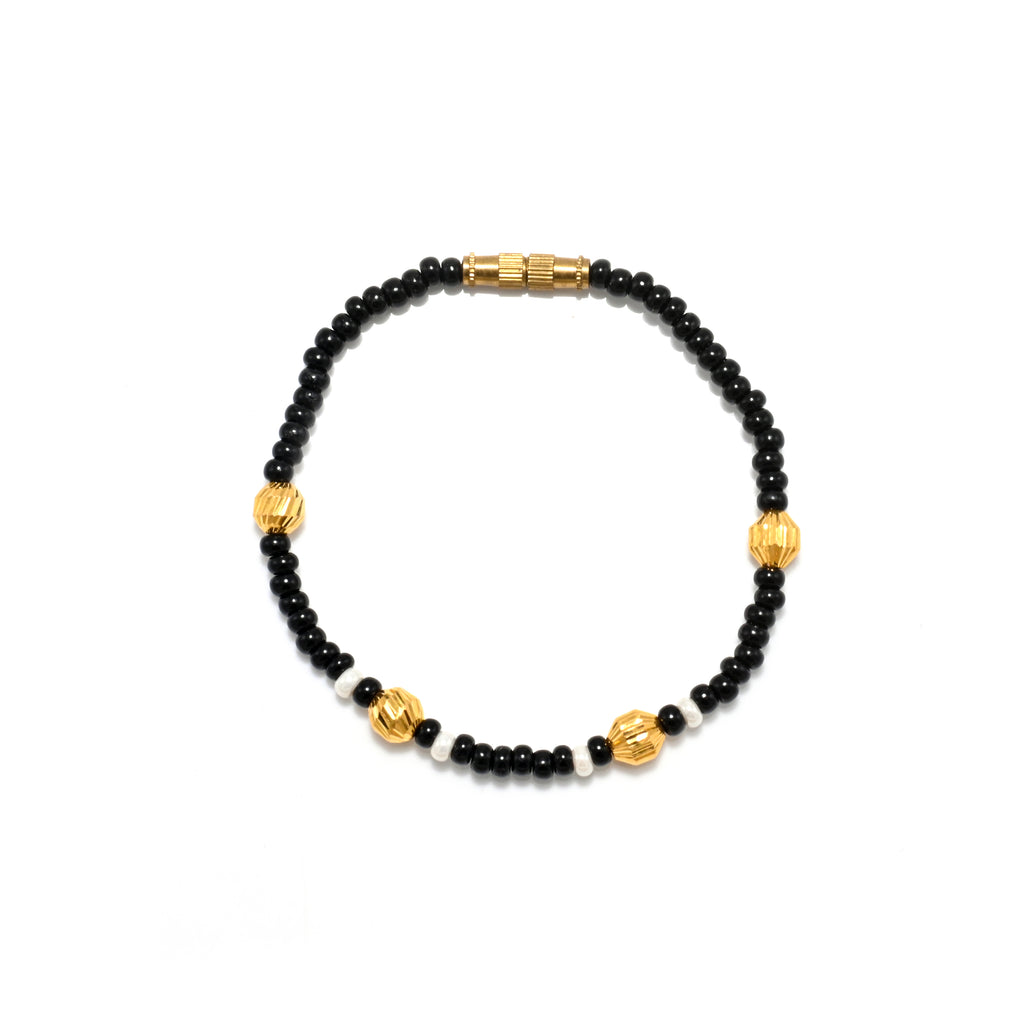 Matching Black & Golden Beads Gold Bracelets Gift for Her/Him