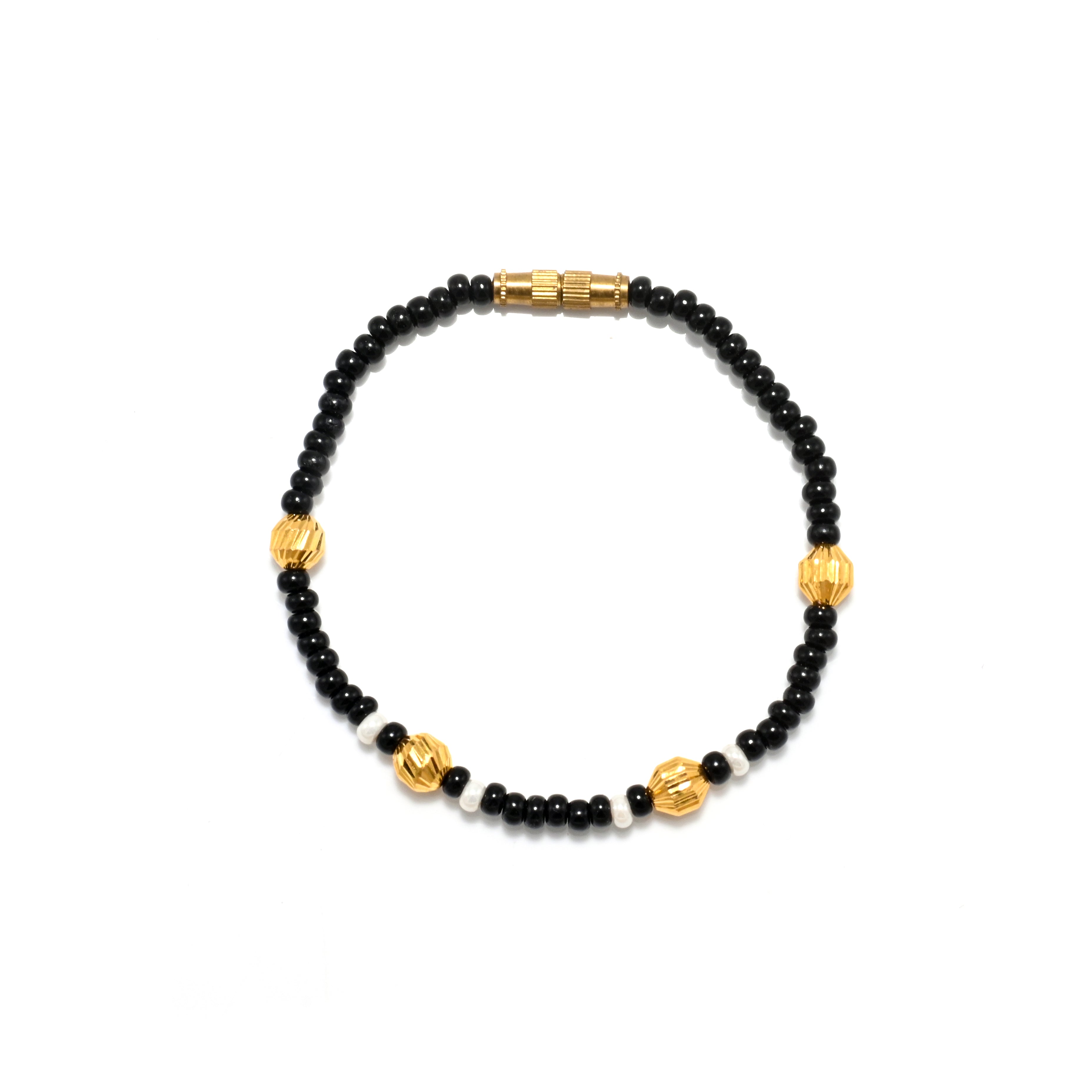 Matching Black & Golden Beads Gold Bracelets Gift for Her/Him