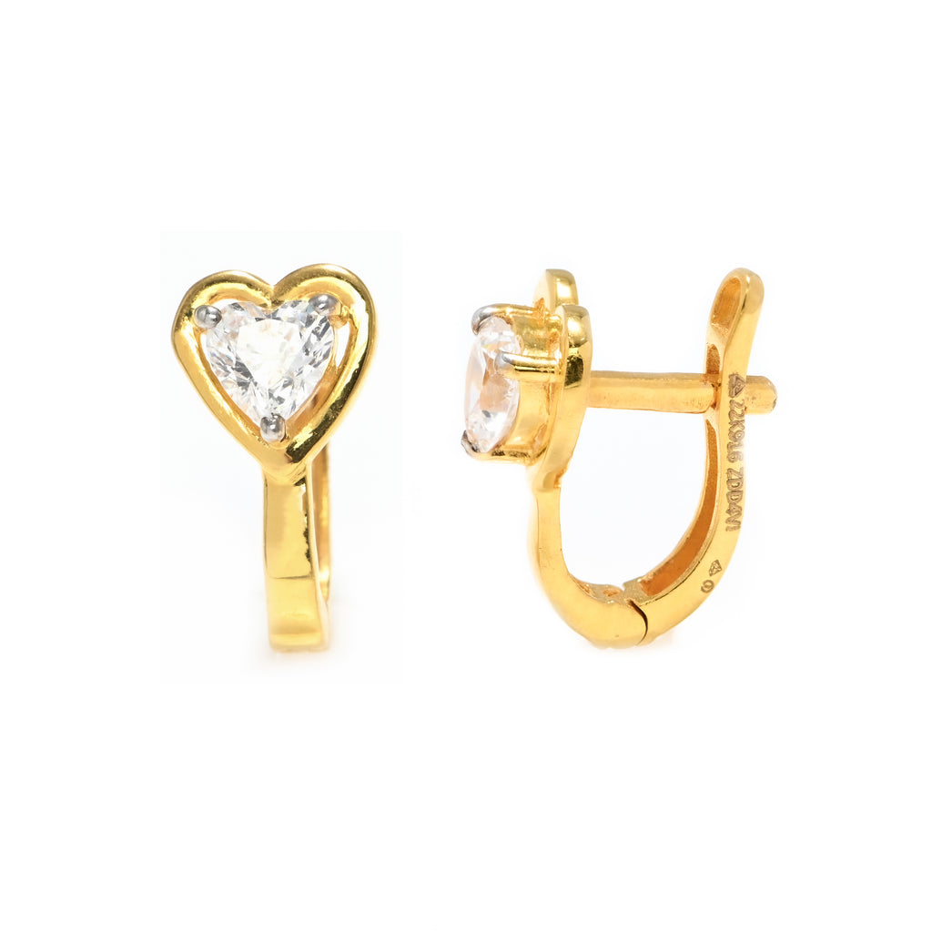 Cubic Zirconia Stud Earrings for Women – Dainty Round Cut, 22KT Gold Finish Wedding Jewelry