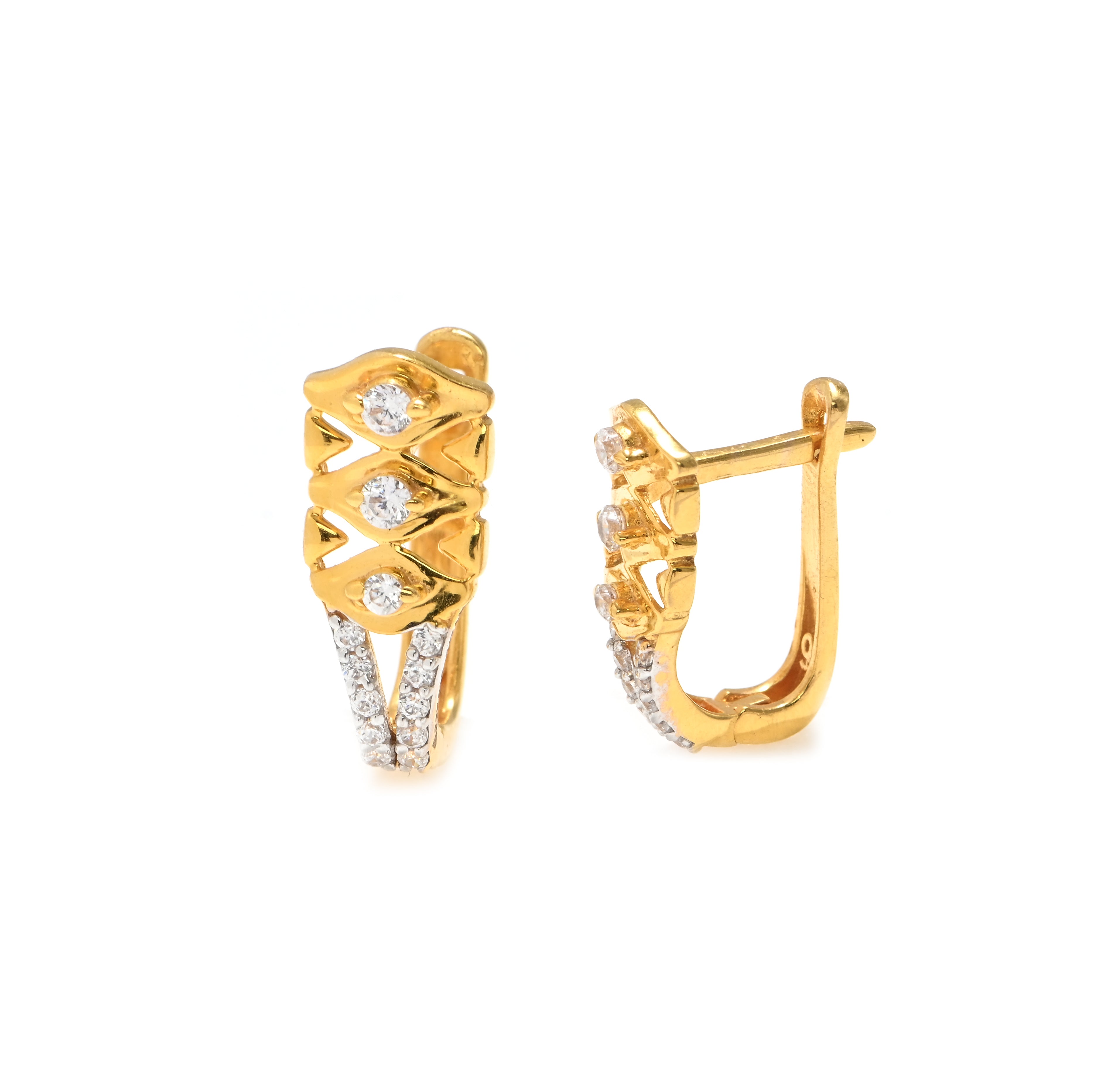 Dainty Round Cubic Zirconia Stud Earrings – 22KT Gold Finish Wedding Gift