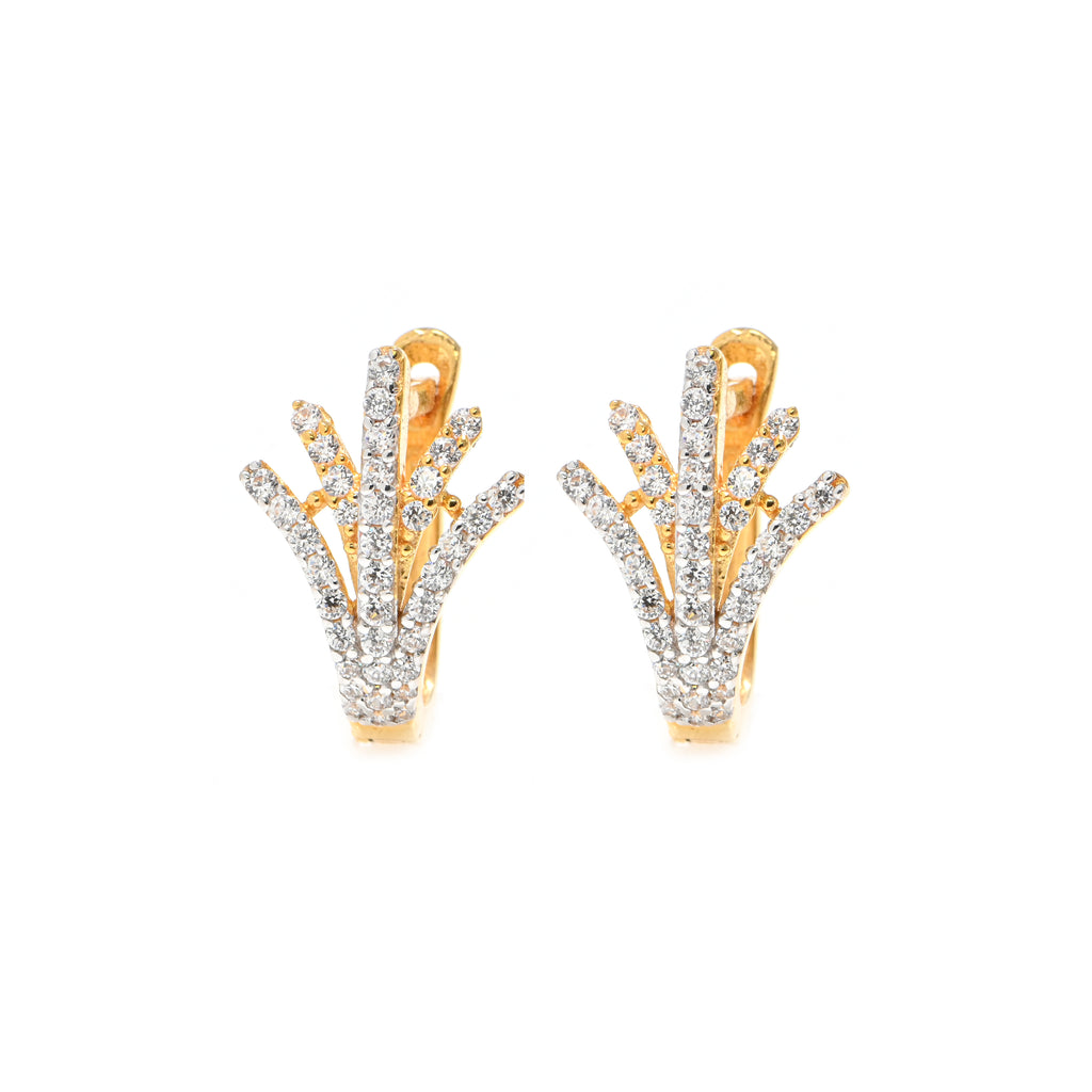 22KT Gold Cubic Zirconia Stud Earrings – Dainty Round Cut Jewelry for Wedding & Everyday