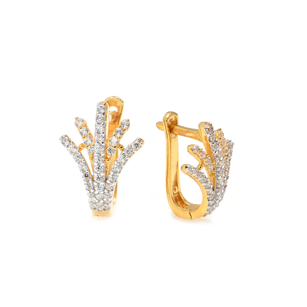 22KT Gold Cubic Zirconia Stud Earrings – Dainty Round Cut Jewelry for Wedding & Everyday