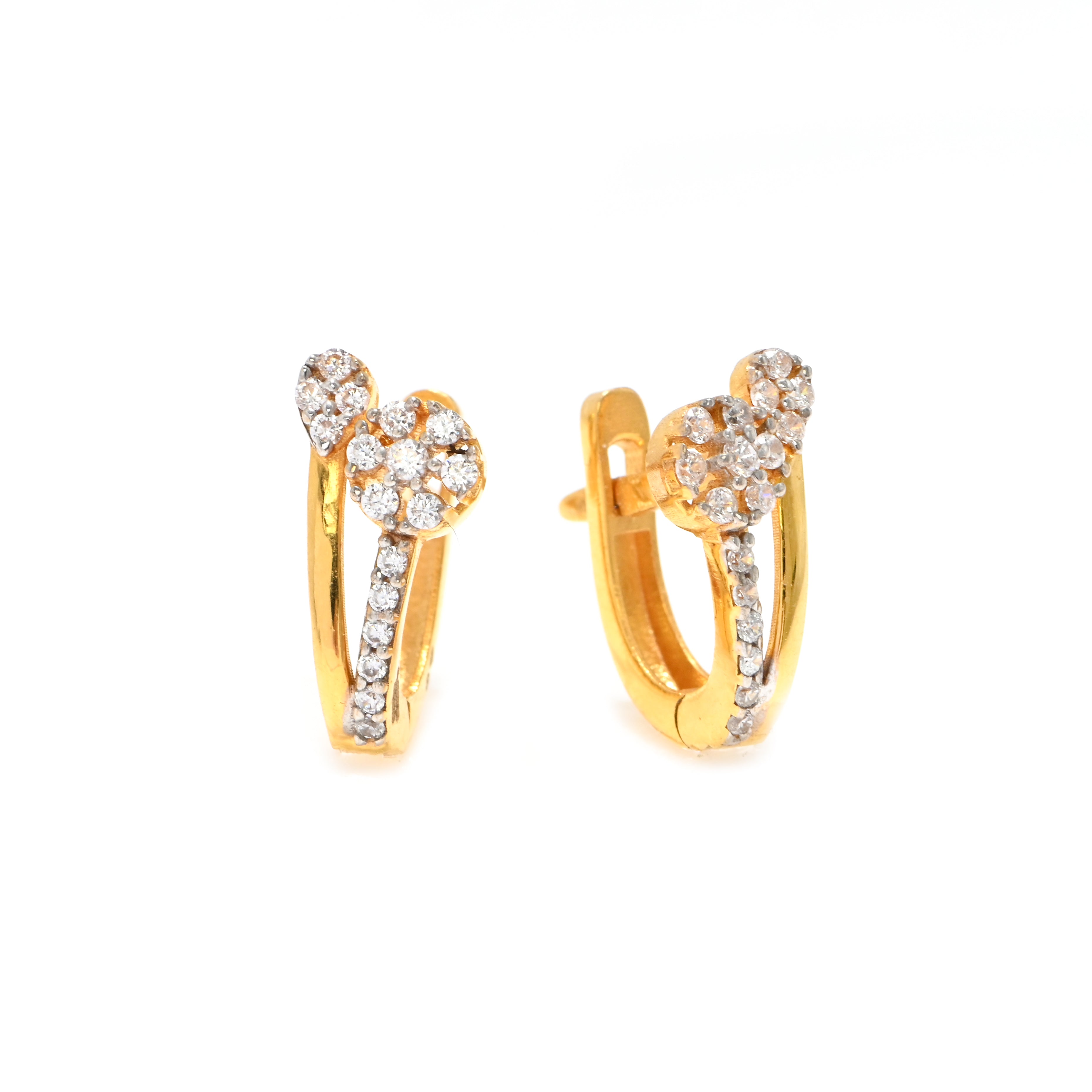 Luxe Round Cubic Zirconia Stud Earrings – Dainty 22KT Gold Finish Wedding Gift