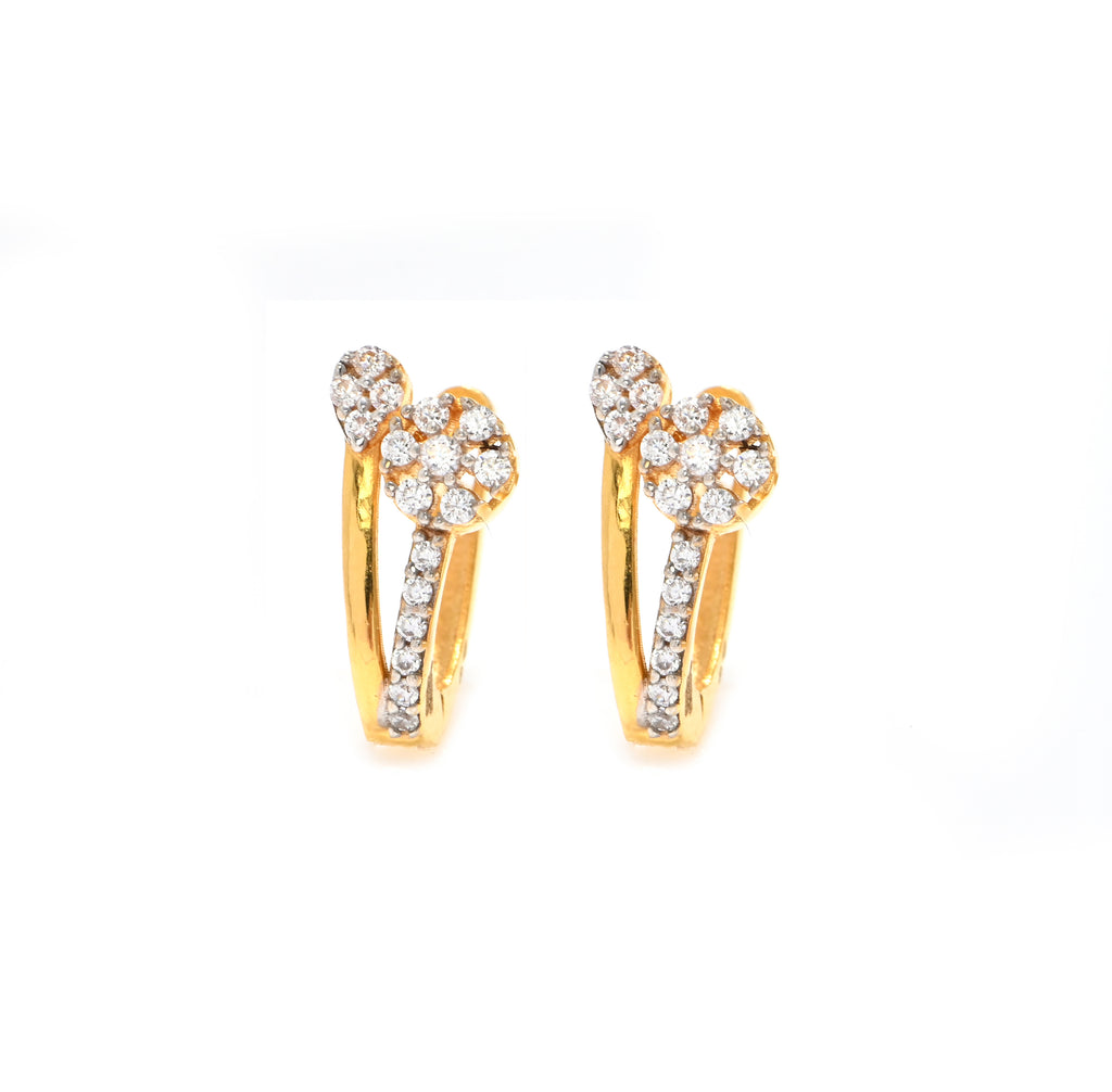Luxe Round Cubic Zirconia Stud Earrings – Dainty 22KT Gold Finish Wedding Gift
