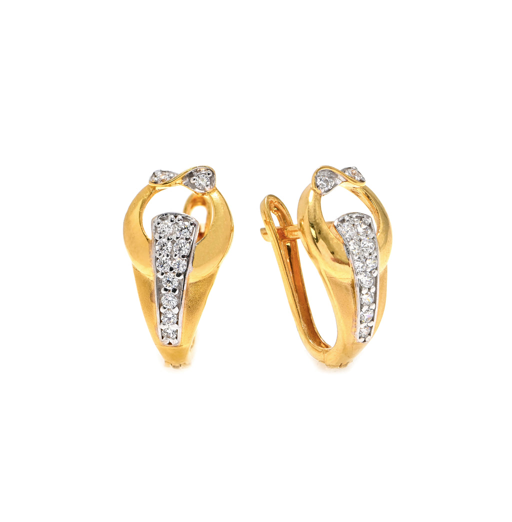 Sparkling CZ  Stud Earrings – Premium 22KT Gold Round Cut Bridal Gift