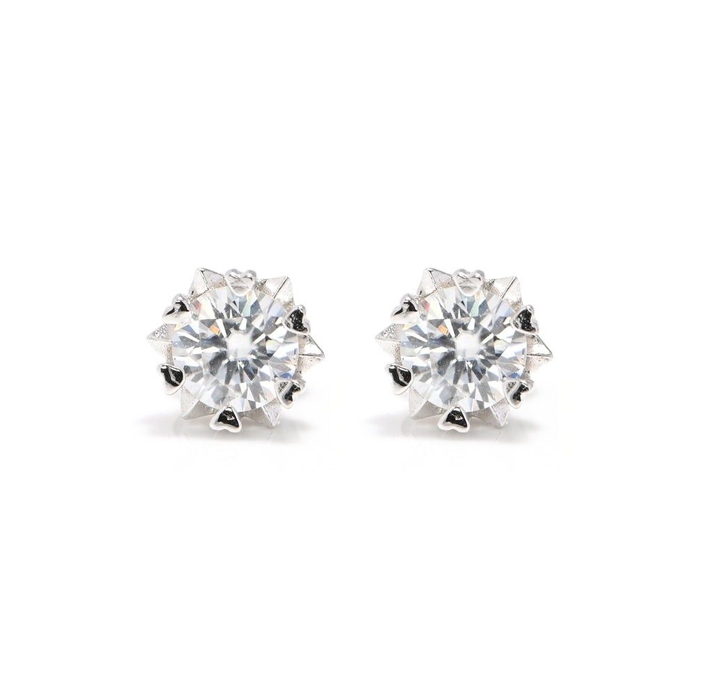 Women’s Small Moissanite Stud Earrings – Sparkling Round Sterling Silver