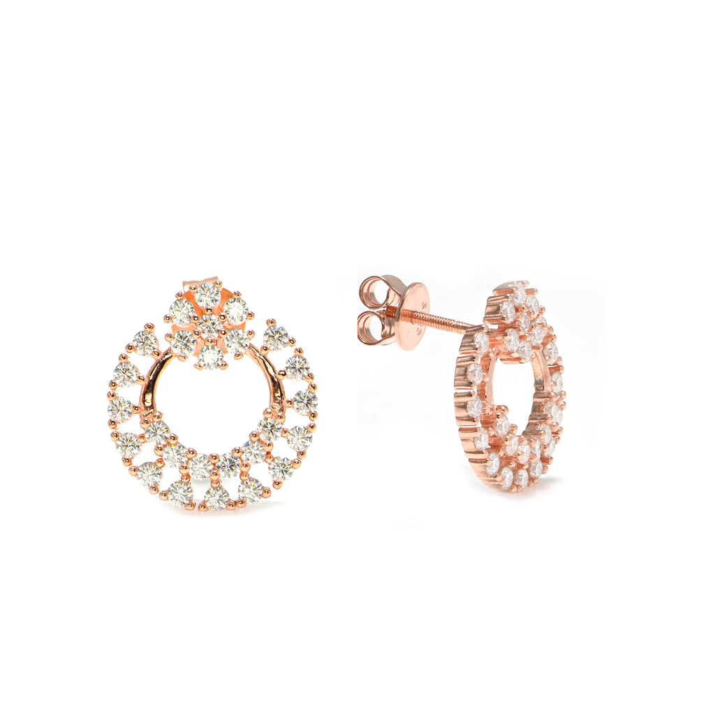 Delicate Small Moissanite Stud Earrings – Classic Round Sterling Silver Design