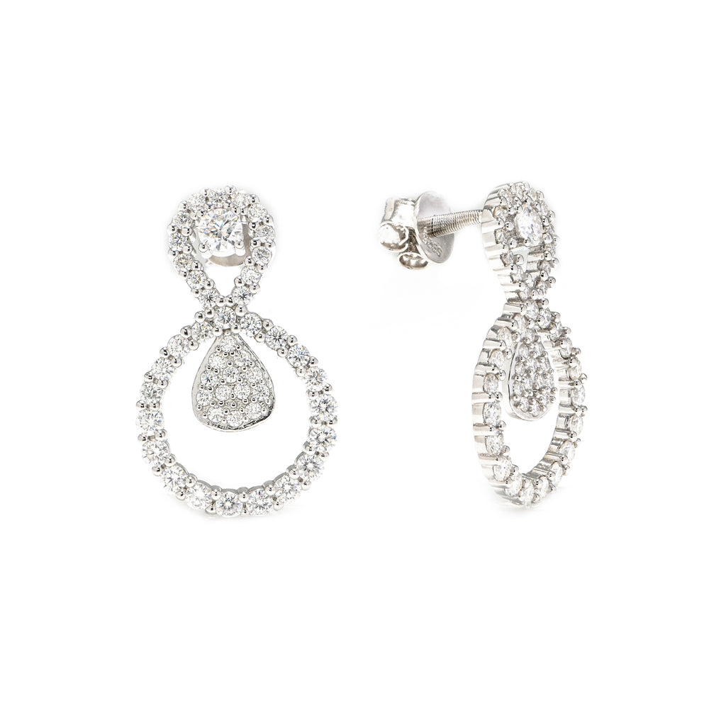 Minimalist Round Moissanite Stud Dangle Earrings for Women – Sterling Silver Jewelry