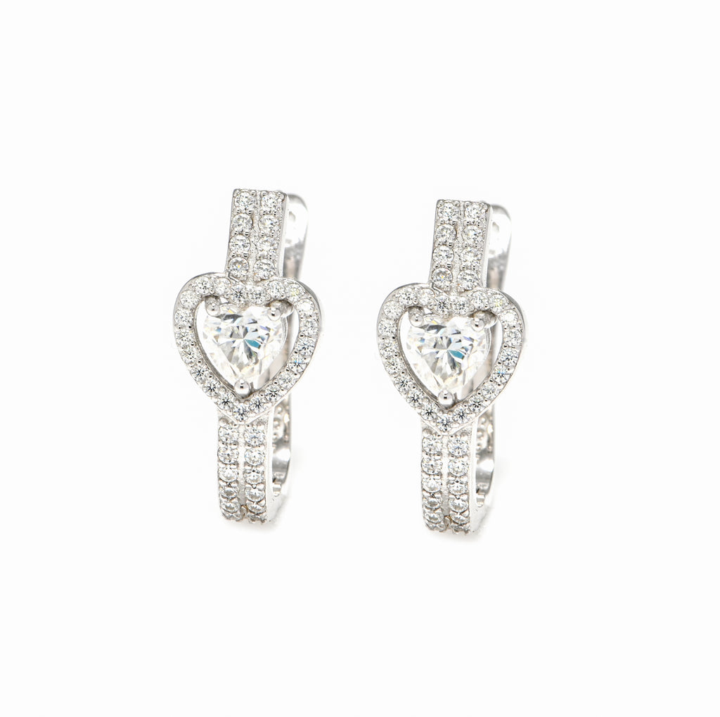 Minimalist Round Moissanite Stud Earrings – Sterling Silver Rhodium Finish Bridal Gift