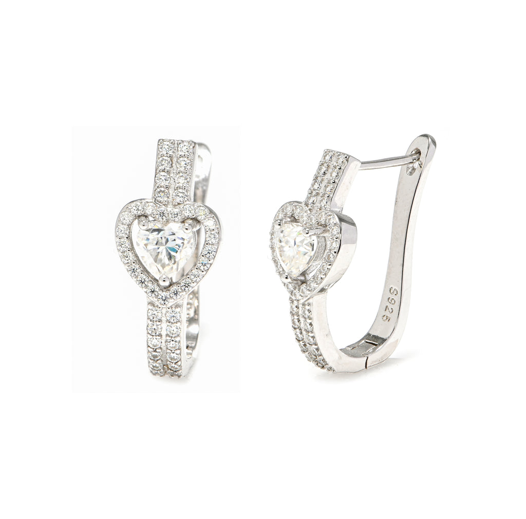 Minimalist Round Moissanite Stud Earrings – Sterling Silver Rhodium Finish Bridal Gift