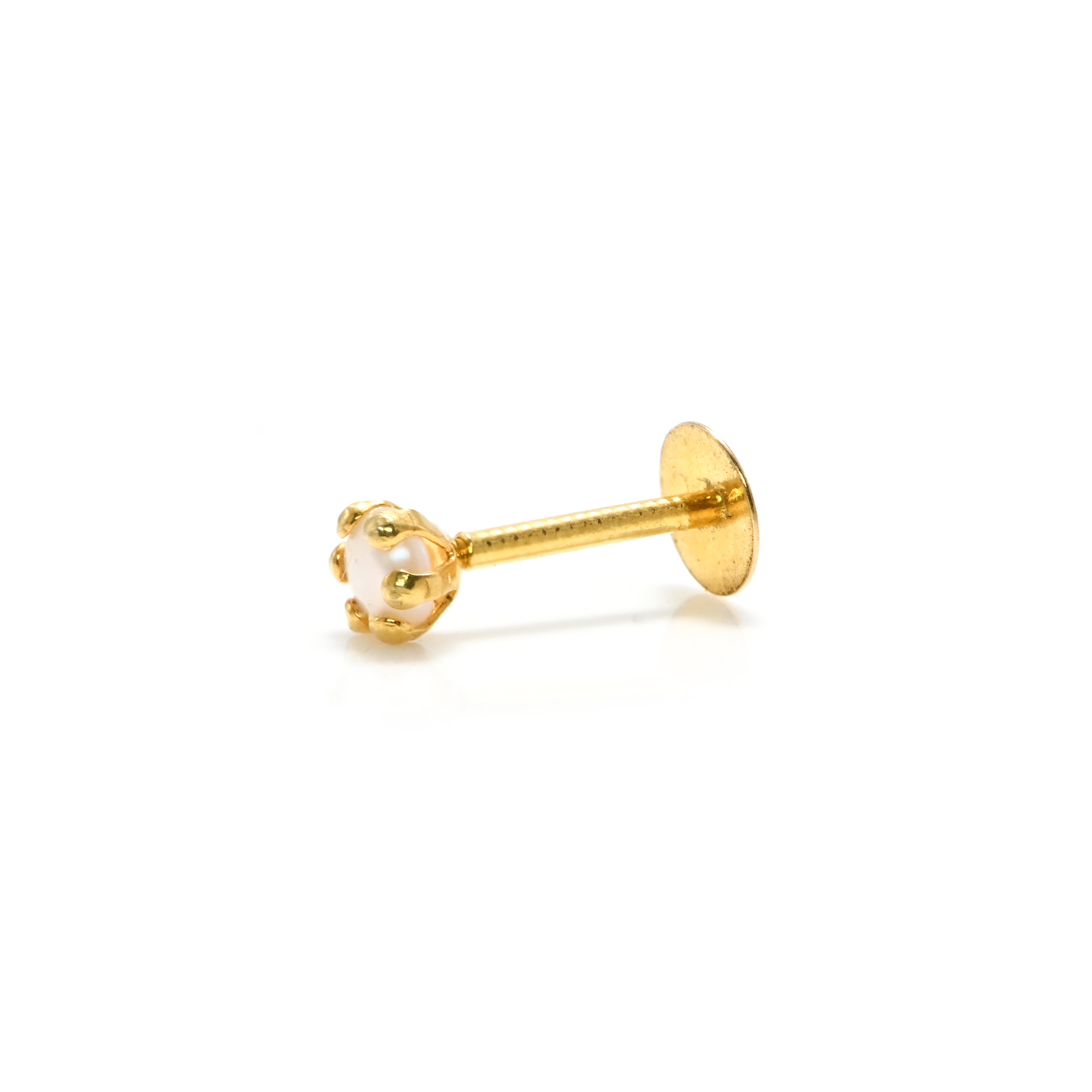 18KT Hallmark Gold Nose Ring with Round Brilliant Cubic Zirconia Nose Pin