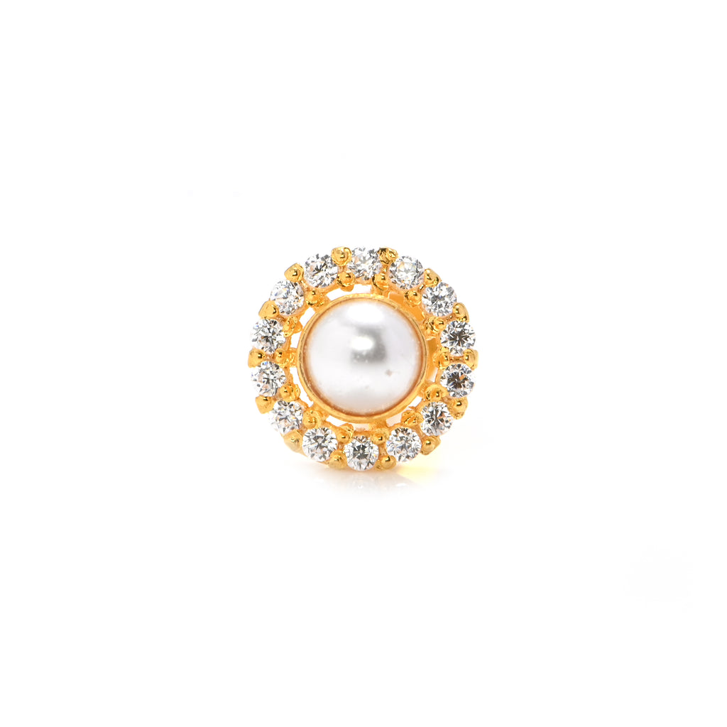 Hallmarked 18KT Gold Nose Ring CZ Round Brilliant Design