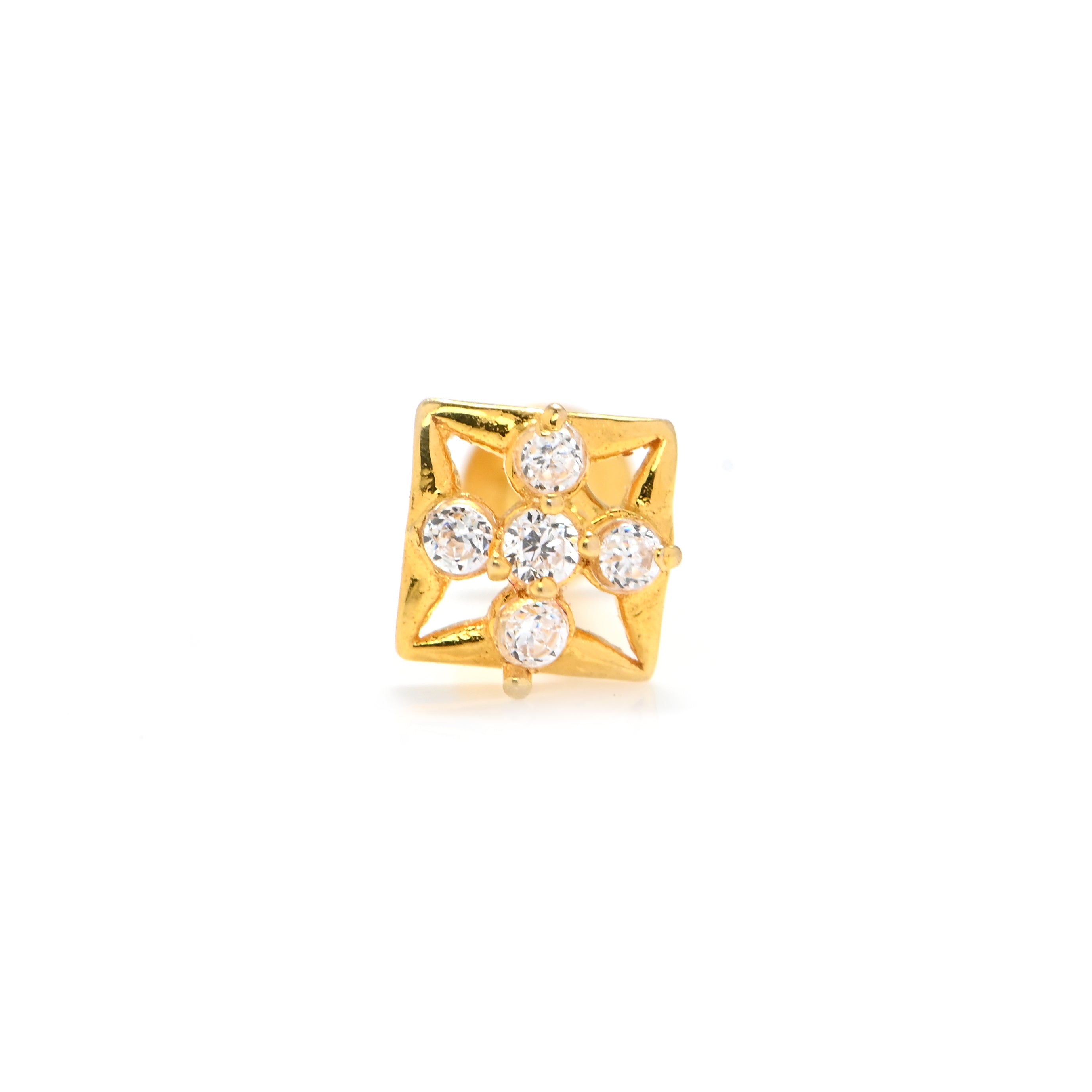 18KT Hallmarked Gold Nose Stud with Round Brilliant CZ Sparkling Daily Wear
