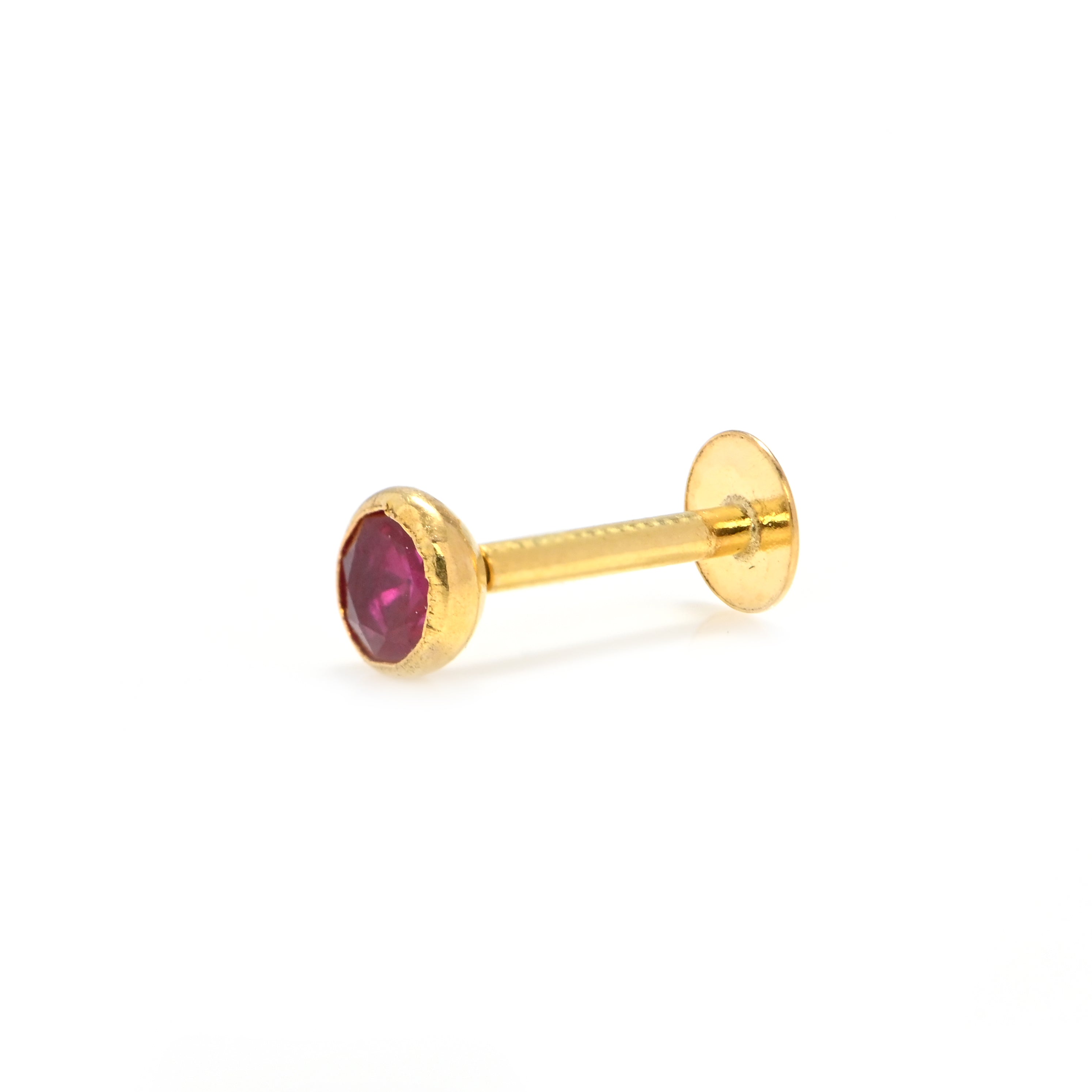 Classic 18KT Hallmark Gold Nose Pin Round Brilliant Cubic Zirconia