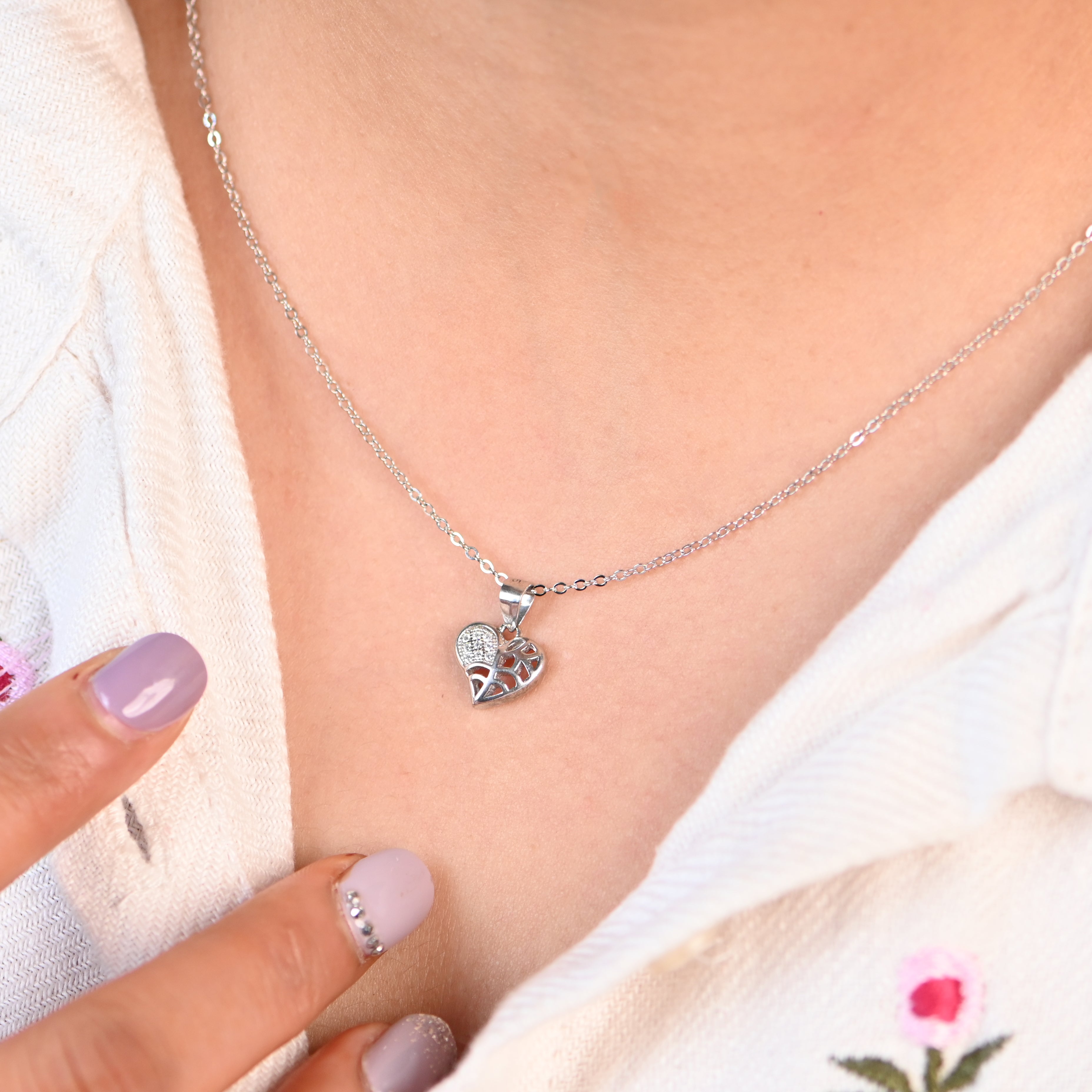 Genuine 925 Silver CZ Pendant – Rhodium Finish | Daily Wear Sterling Silver Jewellery