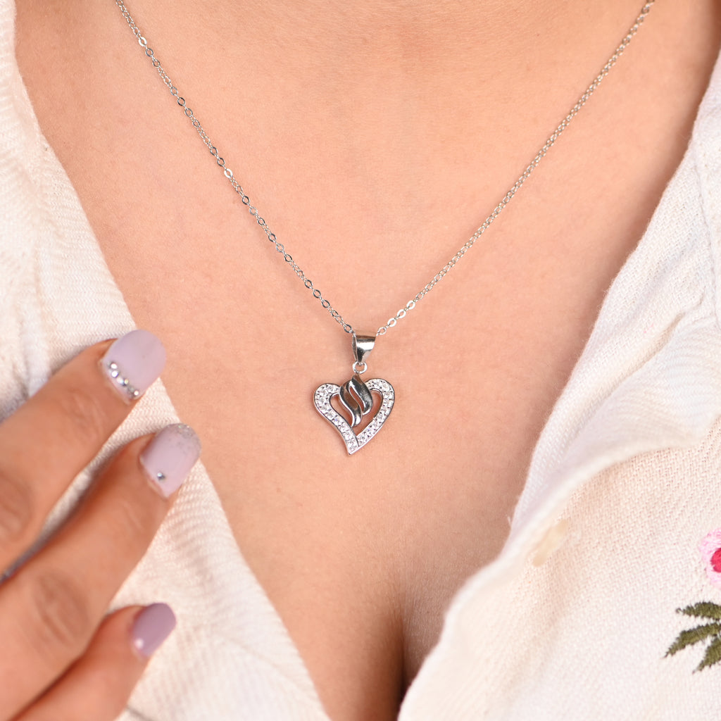 Dazzling Heart Pendant in 925 Silver with Cubic Zirconia Details
