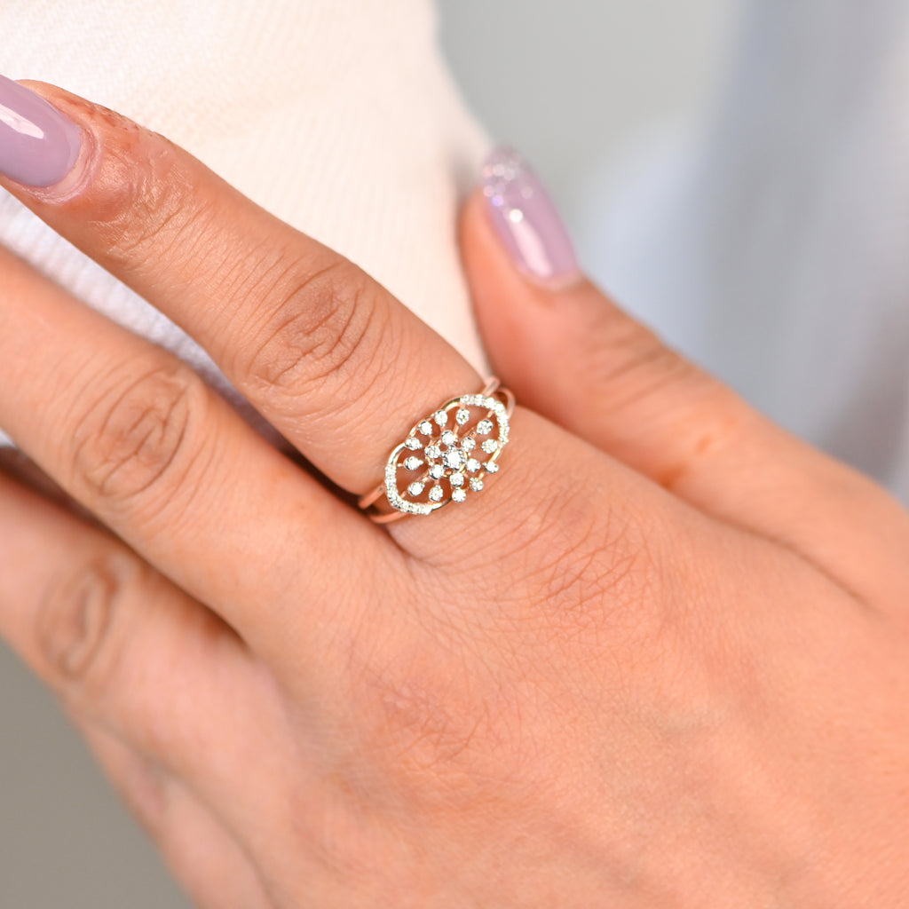 14KT Hallmark Rose Gold IGI Certified Round Brilliant Diamond Ring with Rhodium Finish