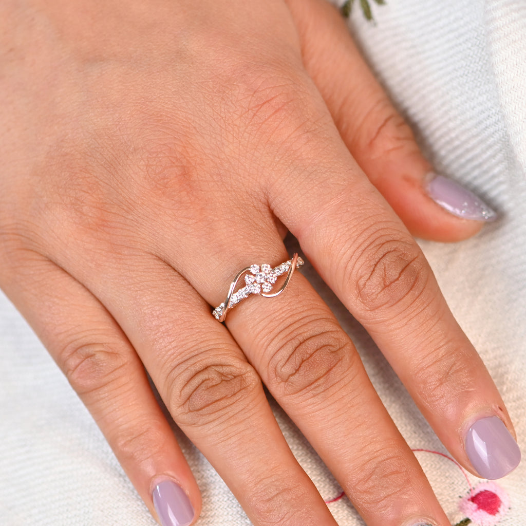 14KT Hallmark Rose Gold Diamond Ring – IGI Certified Round Brilliant with Rhodium Finish