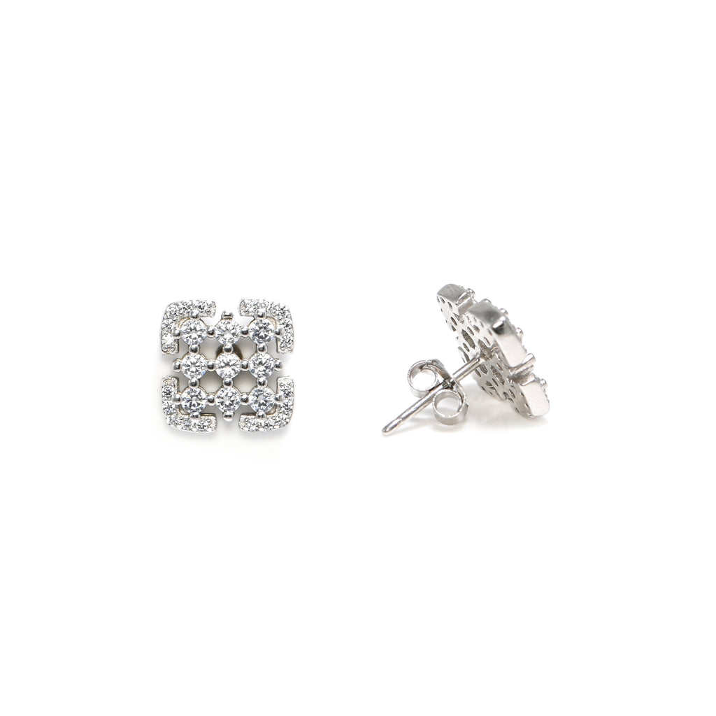 925 Silver Cubic Zirconia Stud Earrings Round Brilliant | Tarnish-Resistant Rhodium Finish
