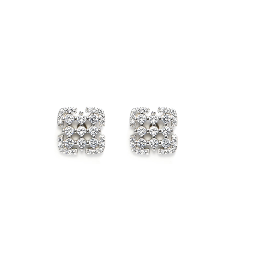 925 Silver Cubic Zirconia Stud Earrings Round Brilliant | Tarnish-Resistant Rhodium Finish