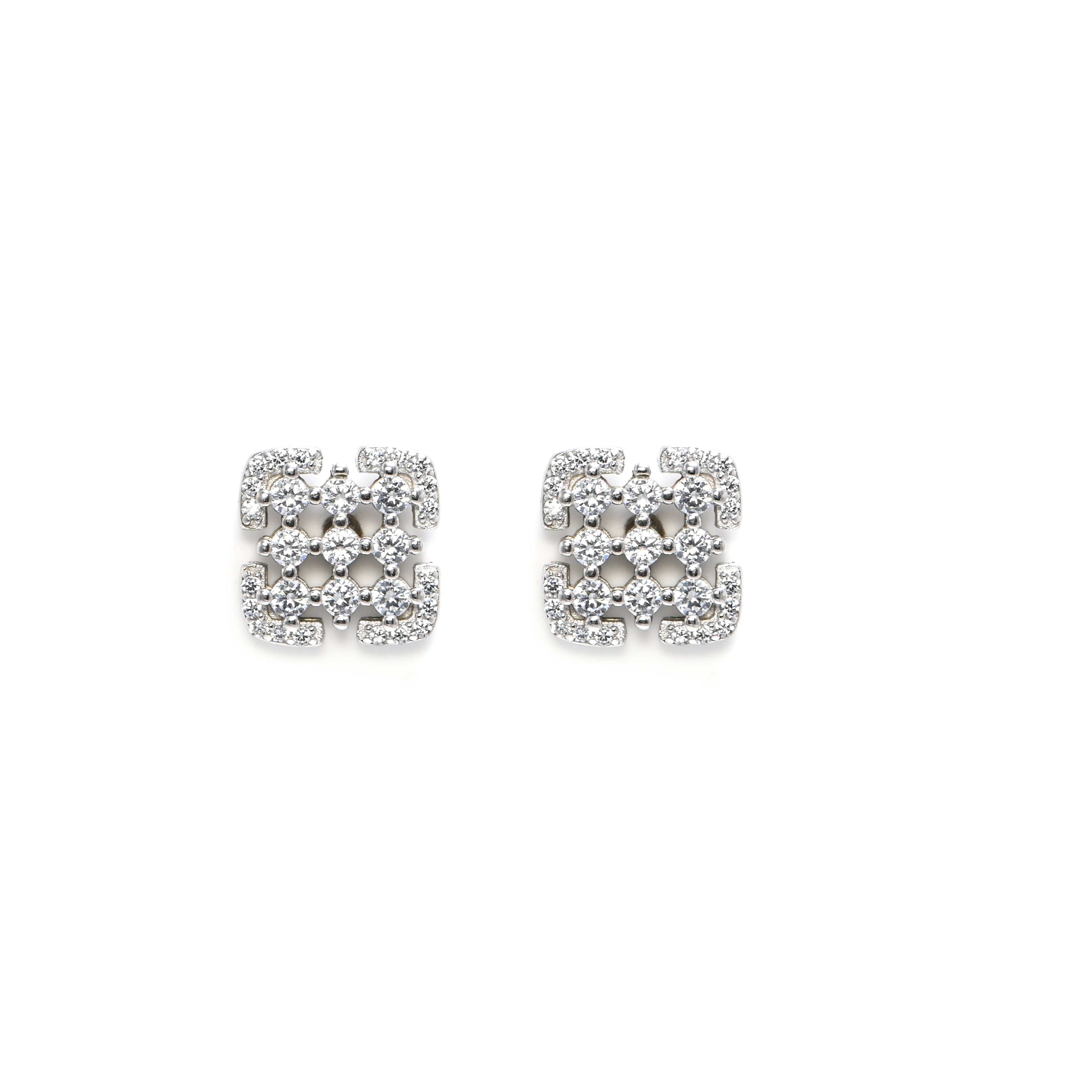 925 Silver Cubic Zirconia Stud Earrings Round Brilliant | Tarnish-Resistant Rhodium Finish