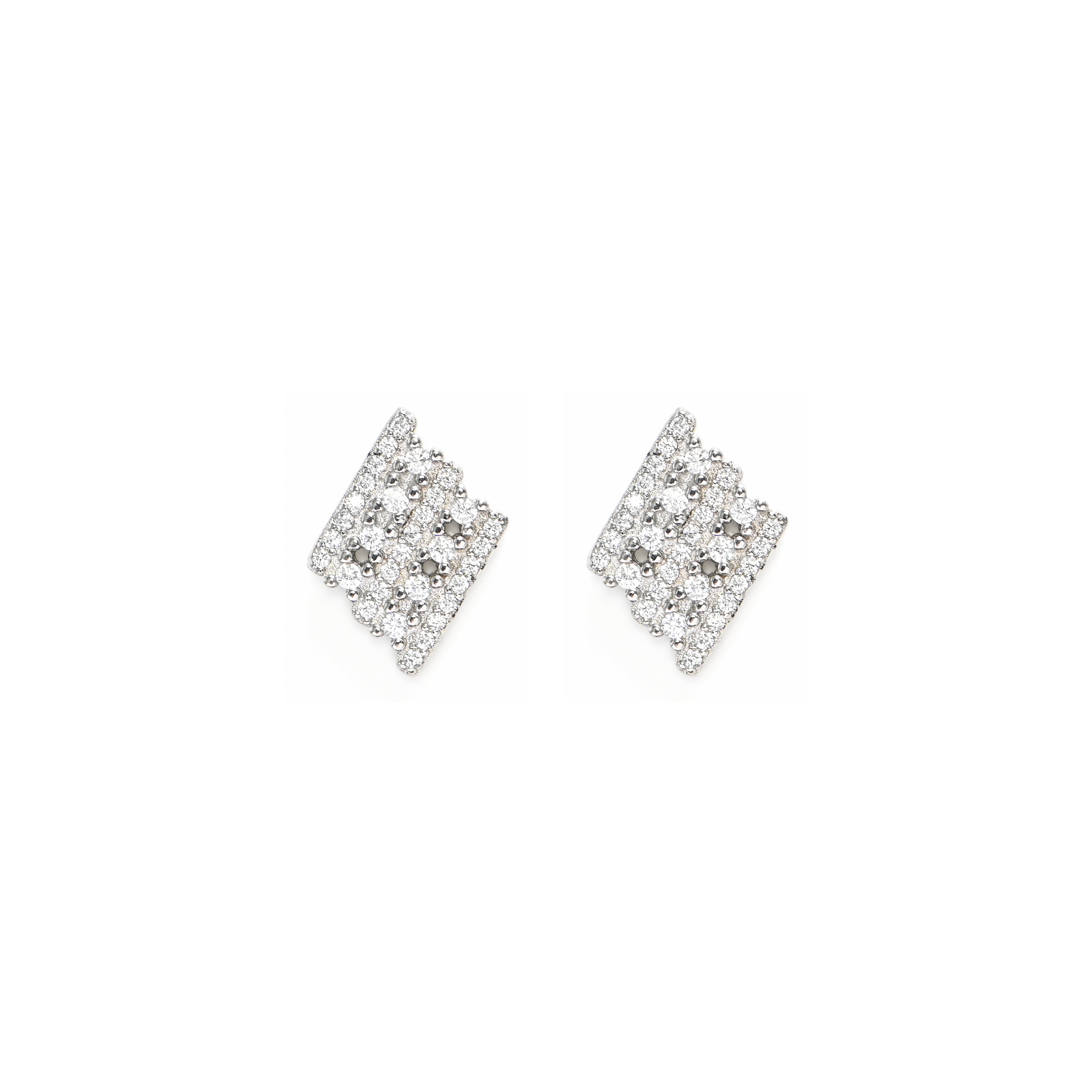 925 Sterling Silver Triangle Brilliant Cubic Zirconia Earrings | Rhodium Plated | Diamond-Like Sparkle