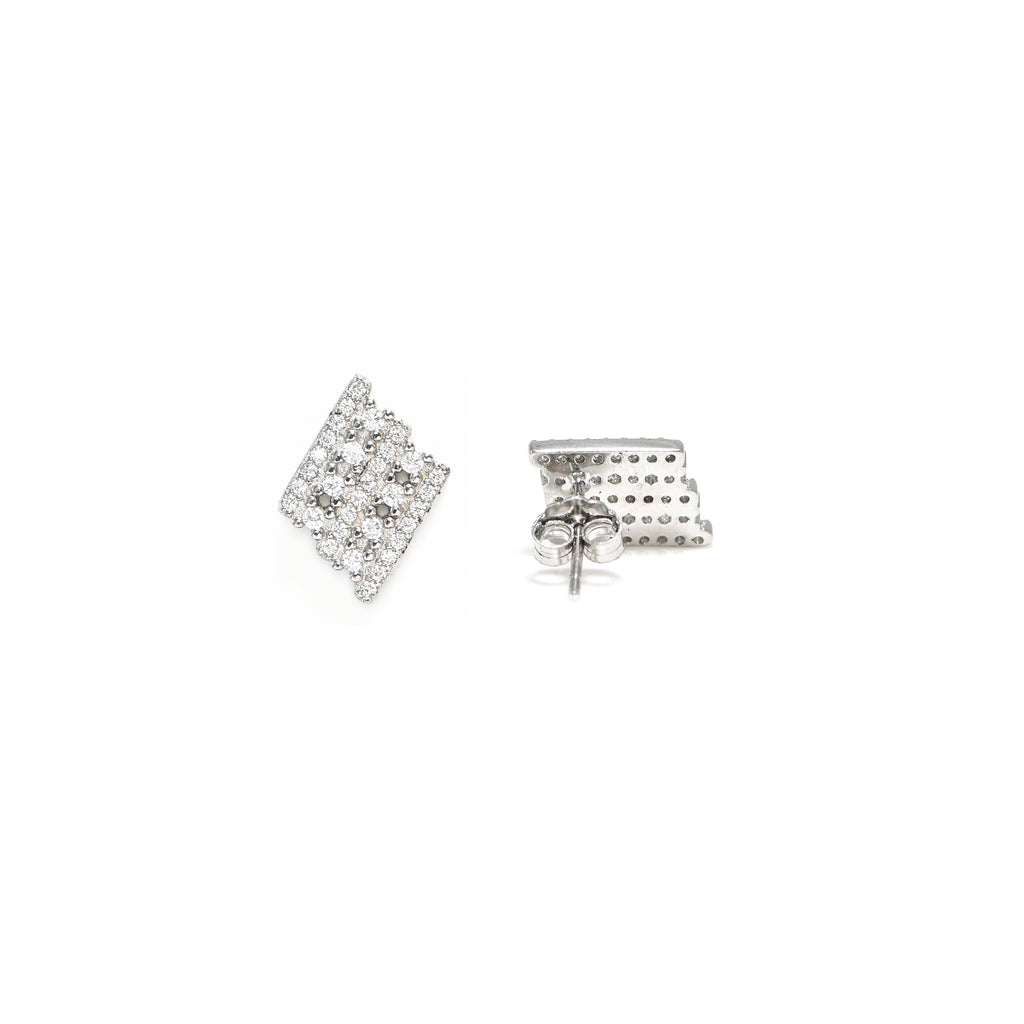 925 Sterling Silver Triangle Brilliant Cubic Zirconia Earrings | Rhodium Plated | Diamond-Like Sparkle