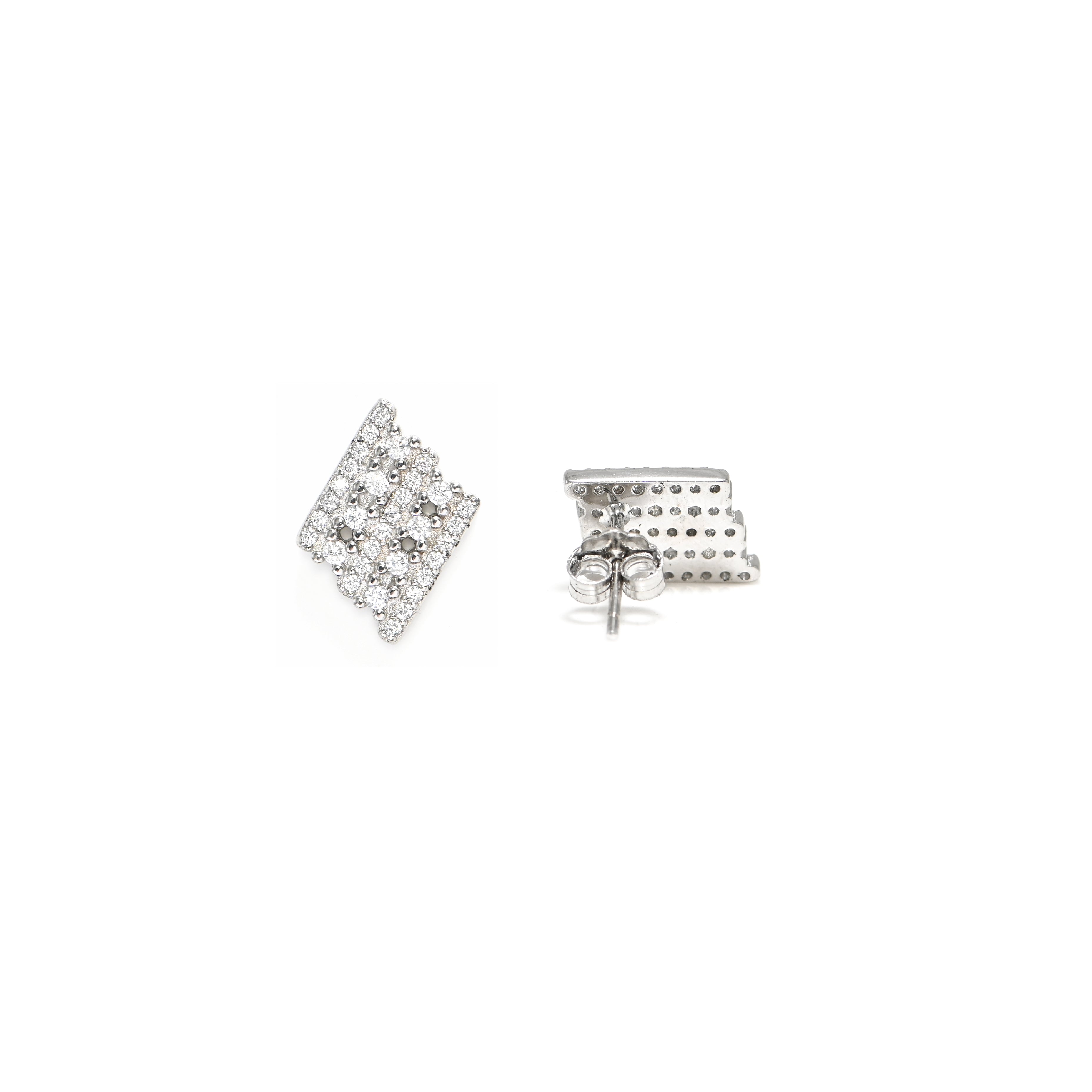 925 Sterling Silver Triangle Brilliant Cubic Zirconia Earrings | Rhodium Plated | Diamond-Like Sparkle
