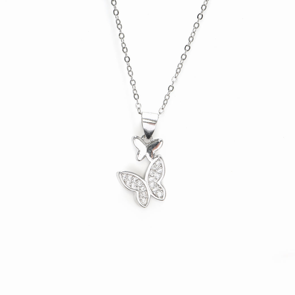 Elegant Butterfly 925 Sterling Silver Pendant with Cubic Zirconia – Premium Jewellery