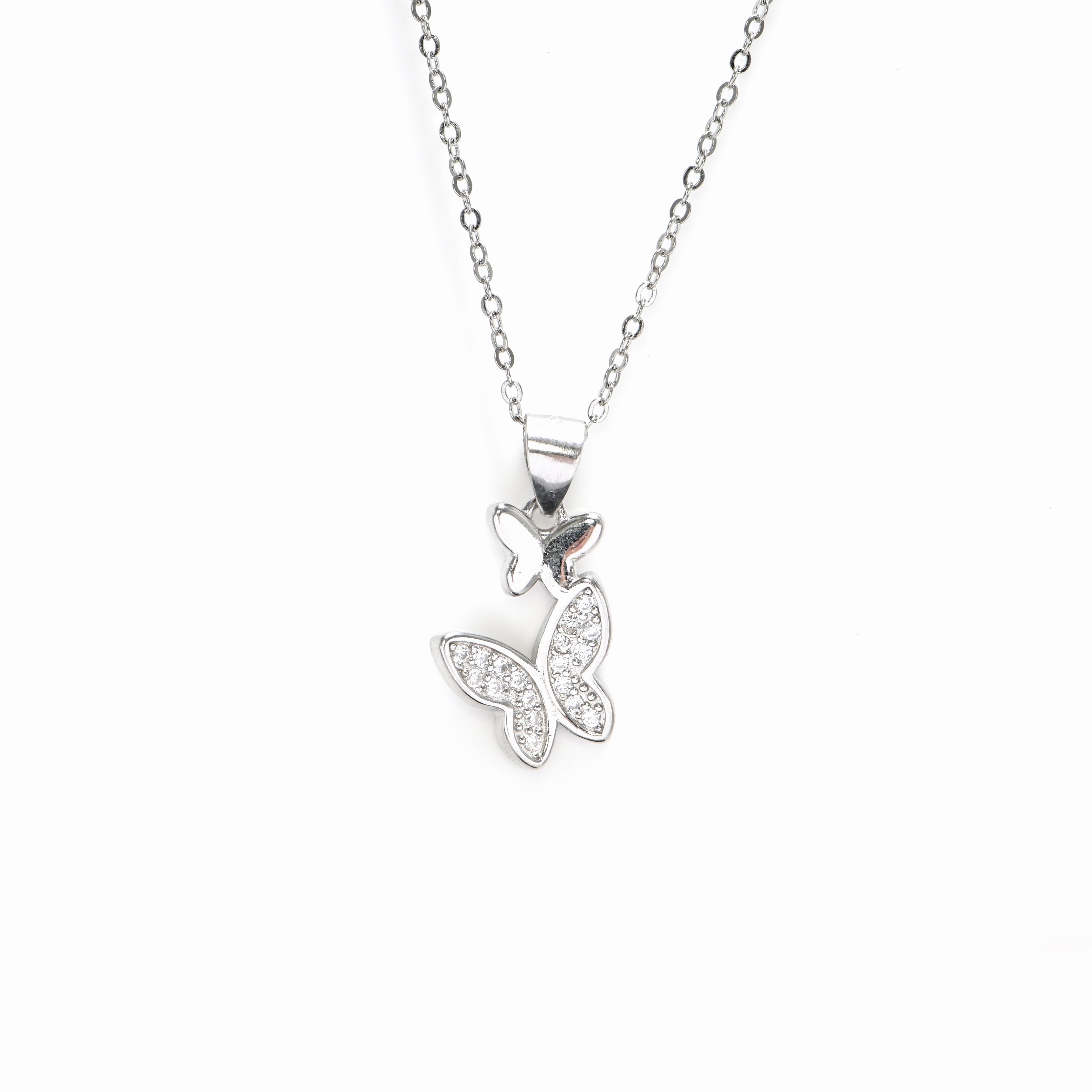 Elegant Butterfly 925 Sterling Silver Pendant with Cubic Zirconia – Premium Jewellery