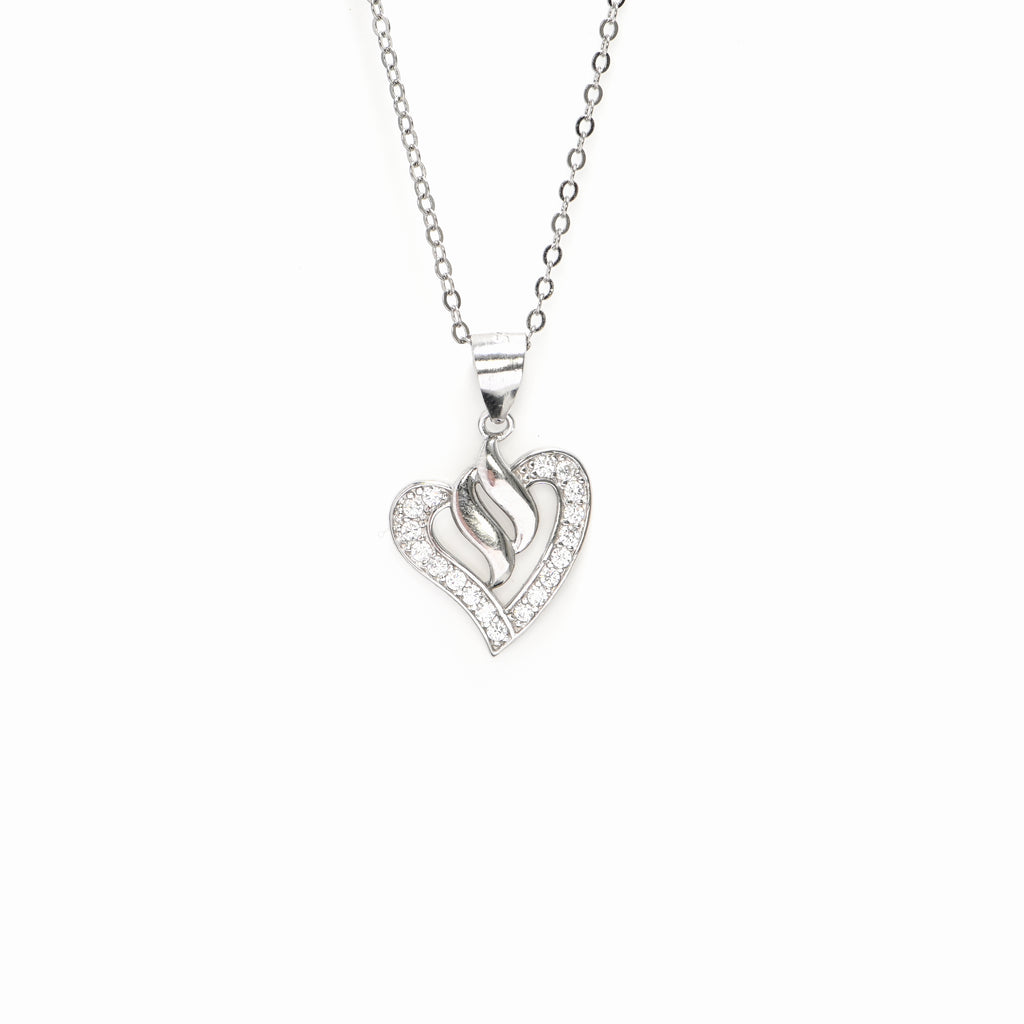 Dazzling Heart Pendant in 925 Silver with Cubic Zirconia Details