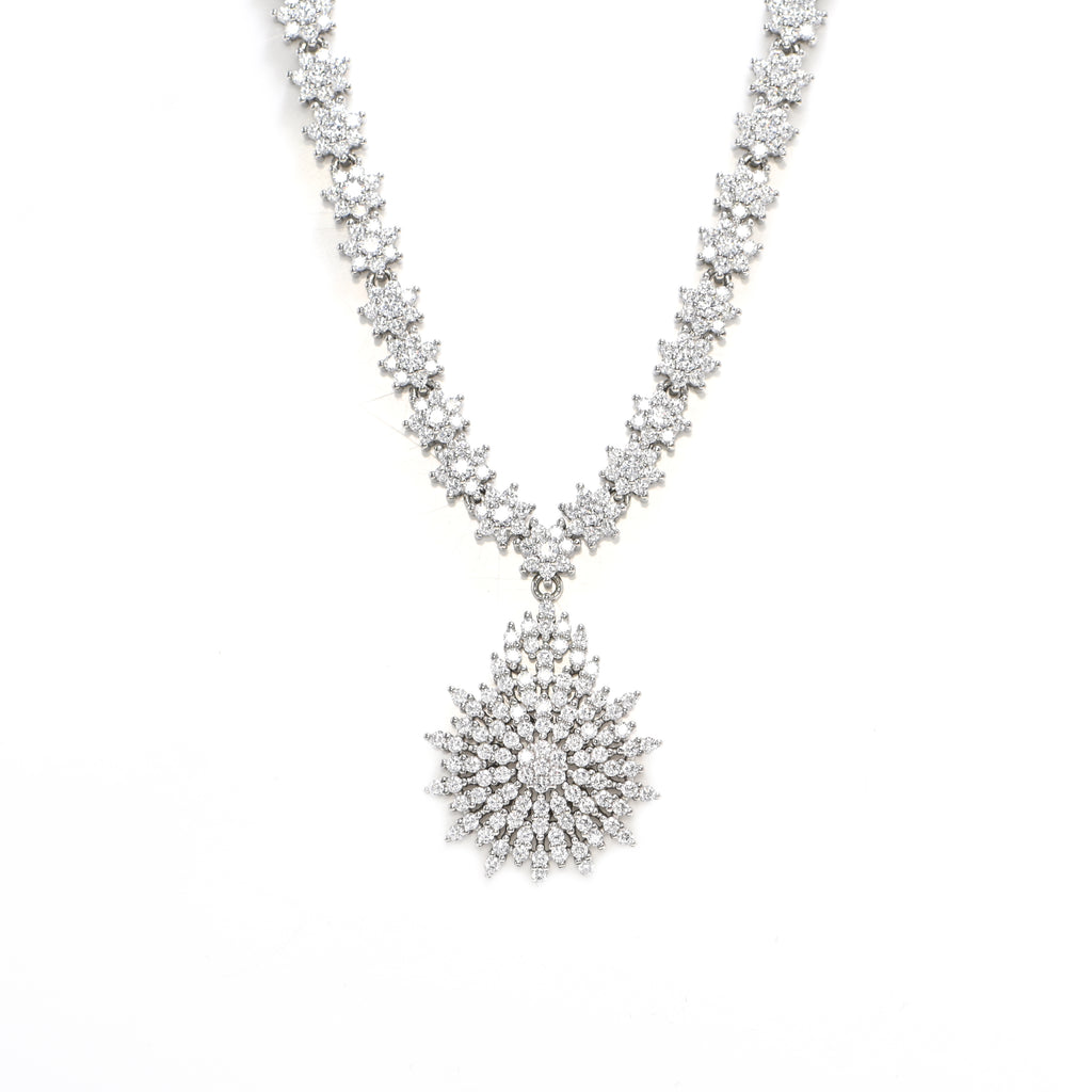 Minimalist Set 925 Sterling Silver Cubic Zirconia Necklace & Earrings Set for Women