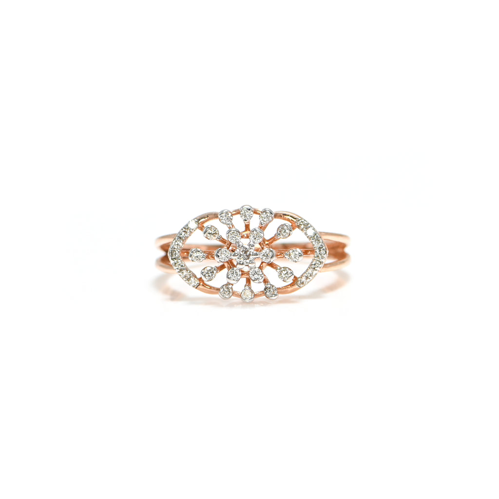 14KT Hallmark Rose Gold IGI Certified Round Brilliant Diamond Ring with Rhodium Finish