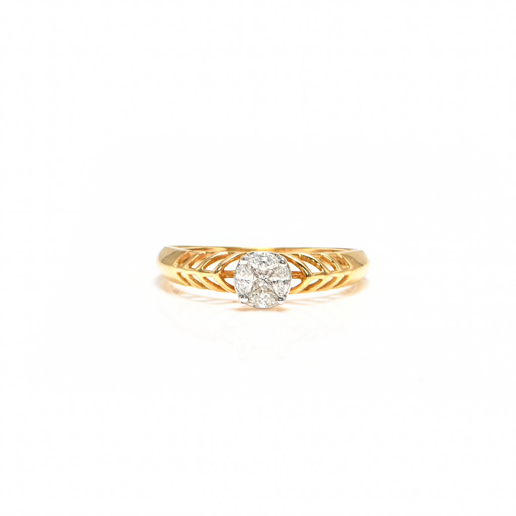 18KT Hallmark Gold IGI Certified Round Brilliant Diamond Ring with Rhodium Finish Wedding Wear