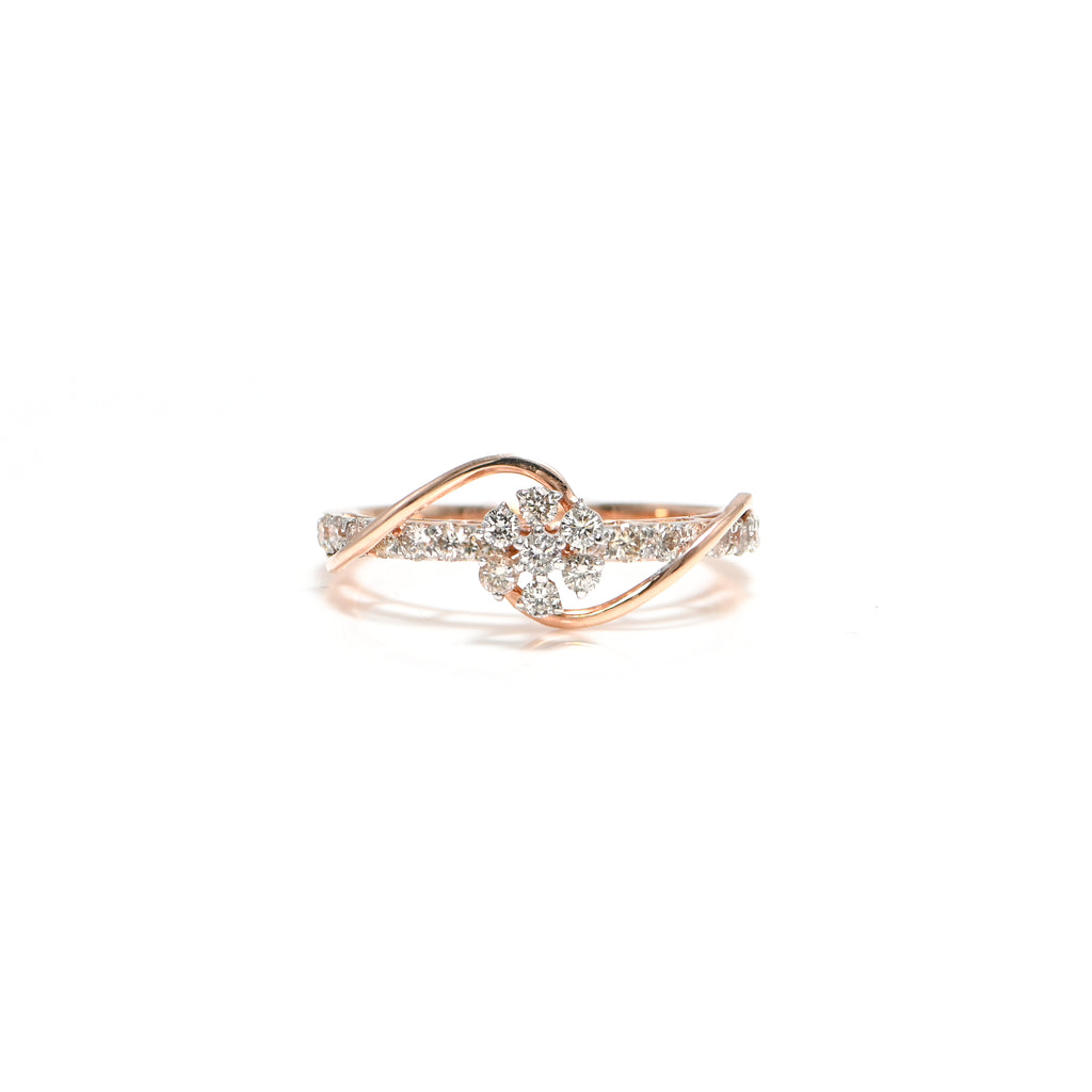 14KT Hallmark Rose Gold Diamond Ring – IGI Certified Round Brilliant with Rhodium Finish