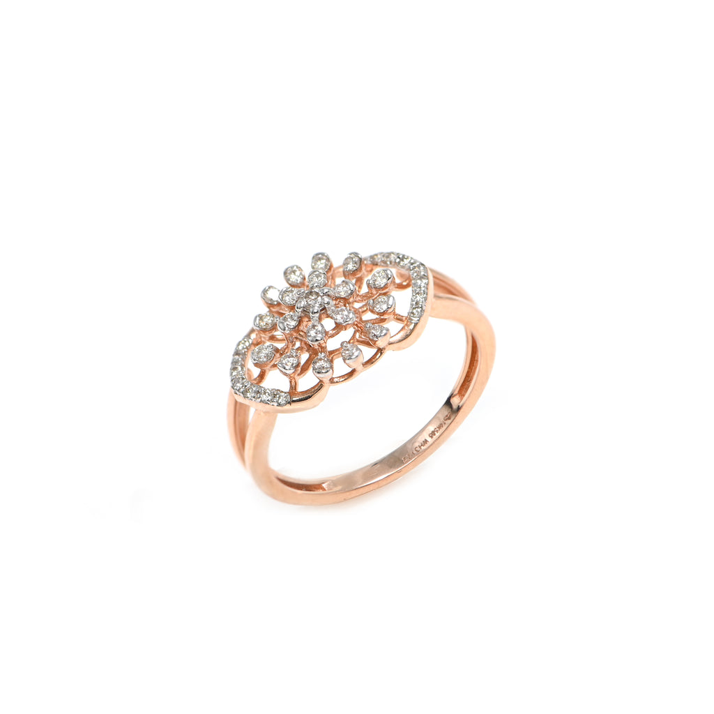 14KT Hallmark Rose Gold IGI Certified Round Brilliant Diamond Ring with Rhodium Finish