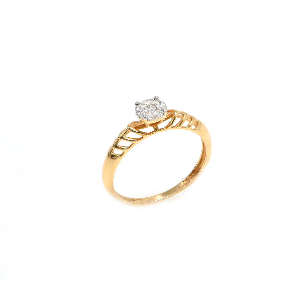 18KT Hallmark Gold IGI Certified Round Brilliant Diamond Ring with Rhodium Finish Wedding Wear