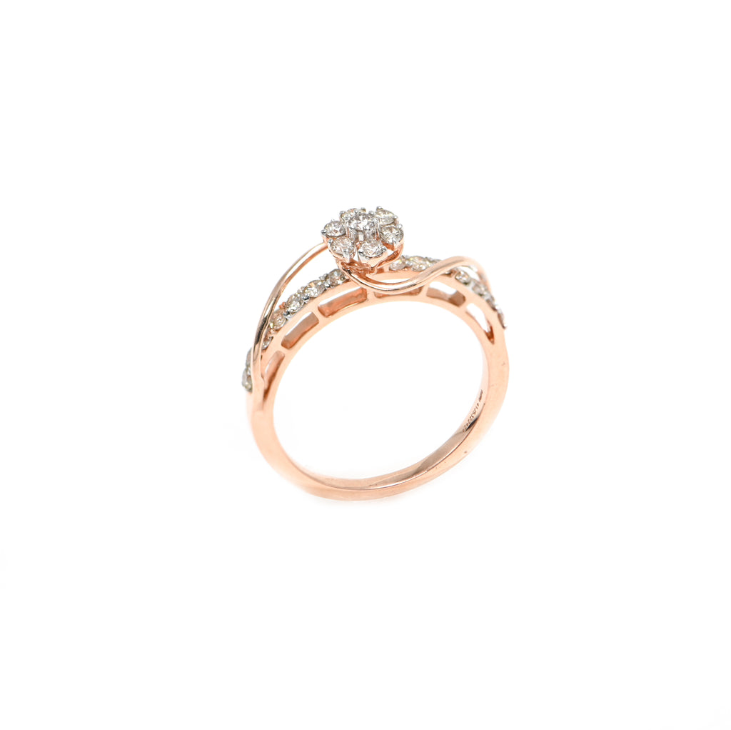 14KT Hallmark Rose Gold Diamond Ring – IGI Certified Round Brilliant with Rhodium Finish