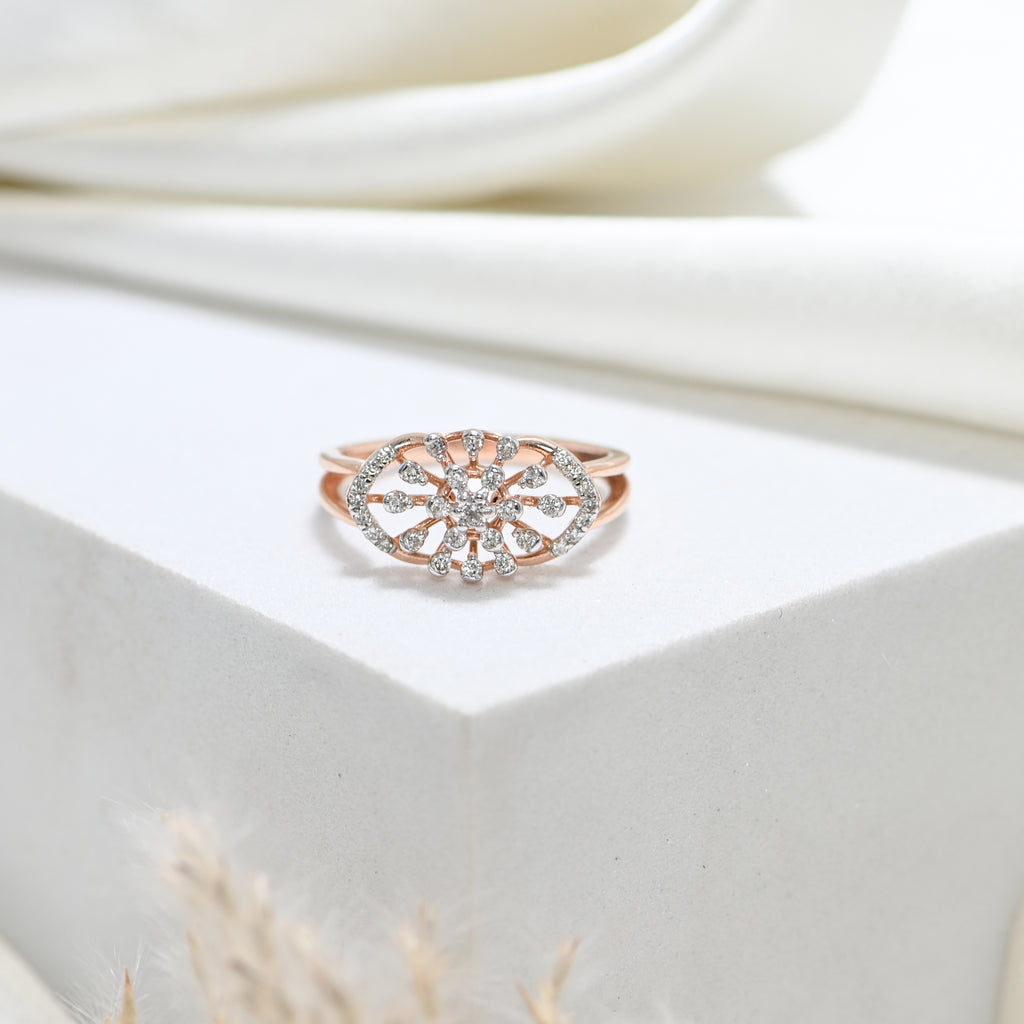 14KT Hallmark Rose Gold IGI Certified Round Brilliant Diamond Ring with Rhodium Finish